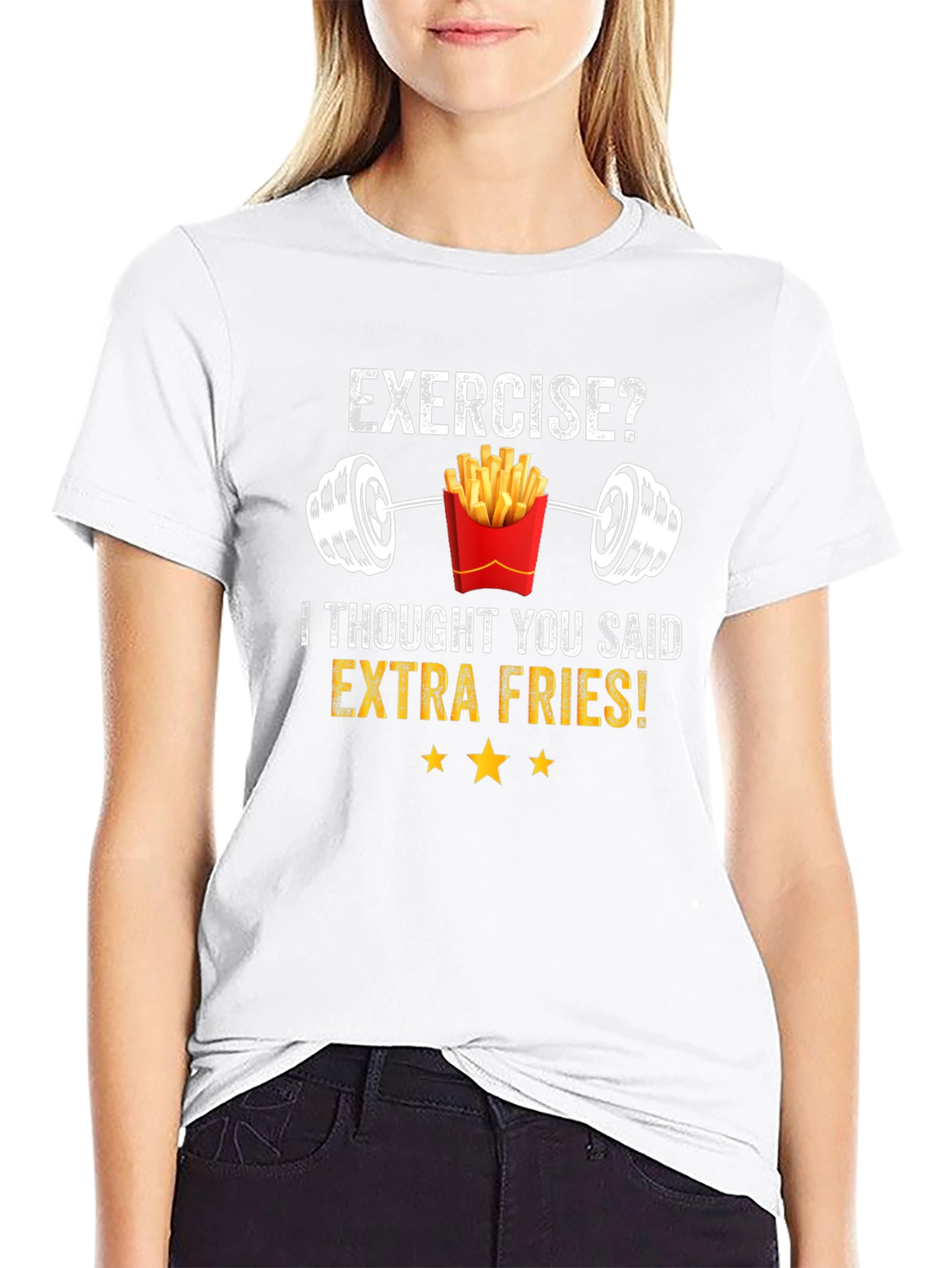 Black Funny Workout Gym French Fries Foodie T-Shirt view 9