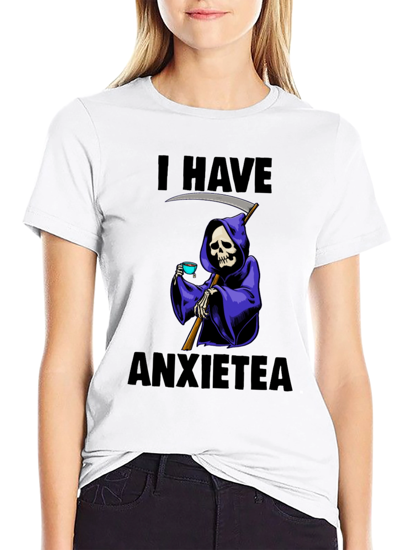 Black I Have Anxietea Grim Reaper T-Shirt view 9