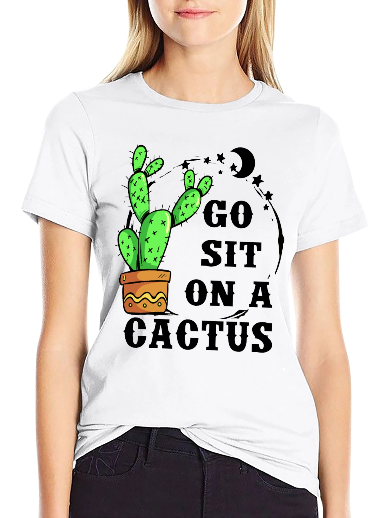 Black Go Sit On A Cactus T-Shirt - Funny Graphic Tee view 9
