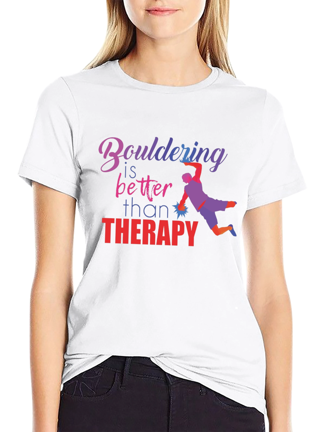 Black Bouldering is Better Than Therapy T-Shirt view 9