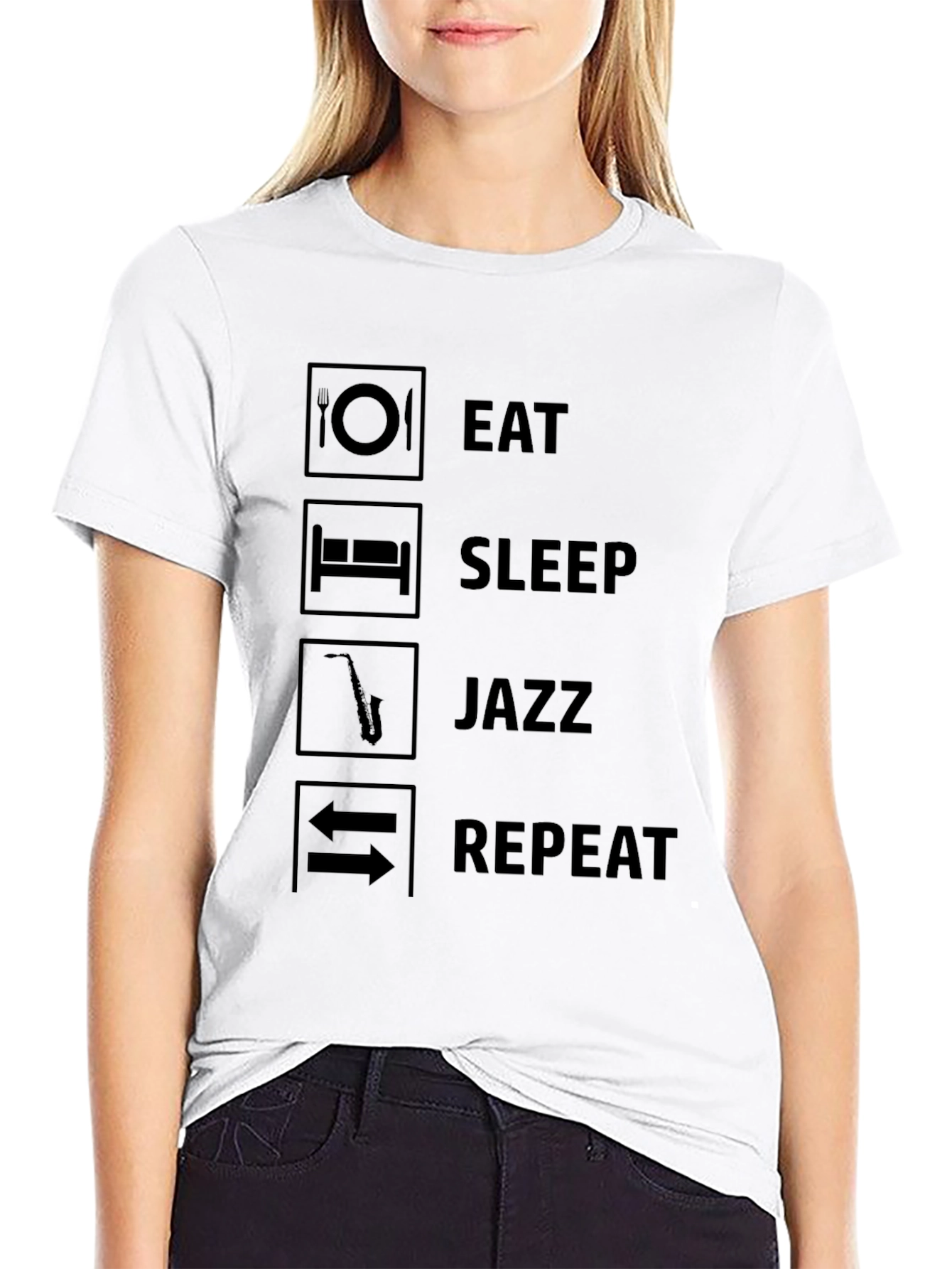 Black Eat Sleep Jazz Repeat Graphic T-Shirt view 9