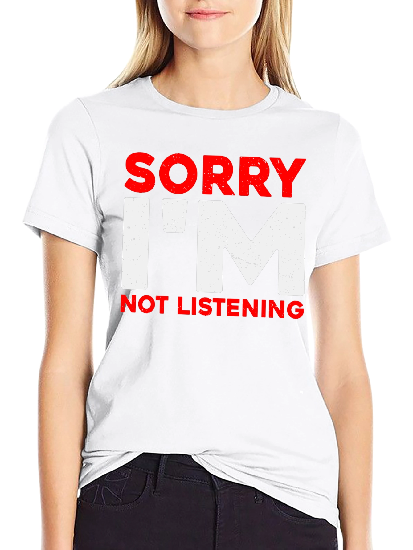 Black Sorry I'm Not Listening Graphic T-Shirt view 9