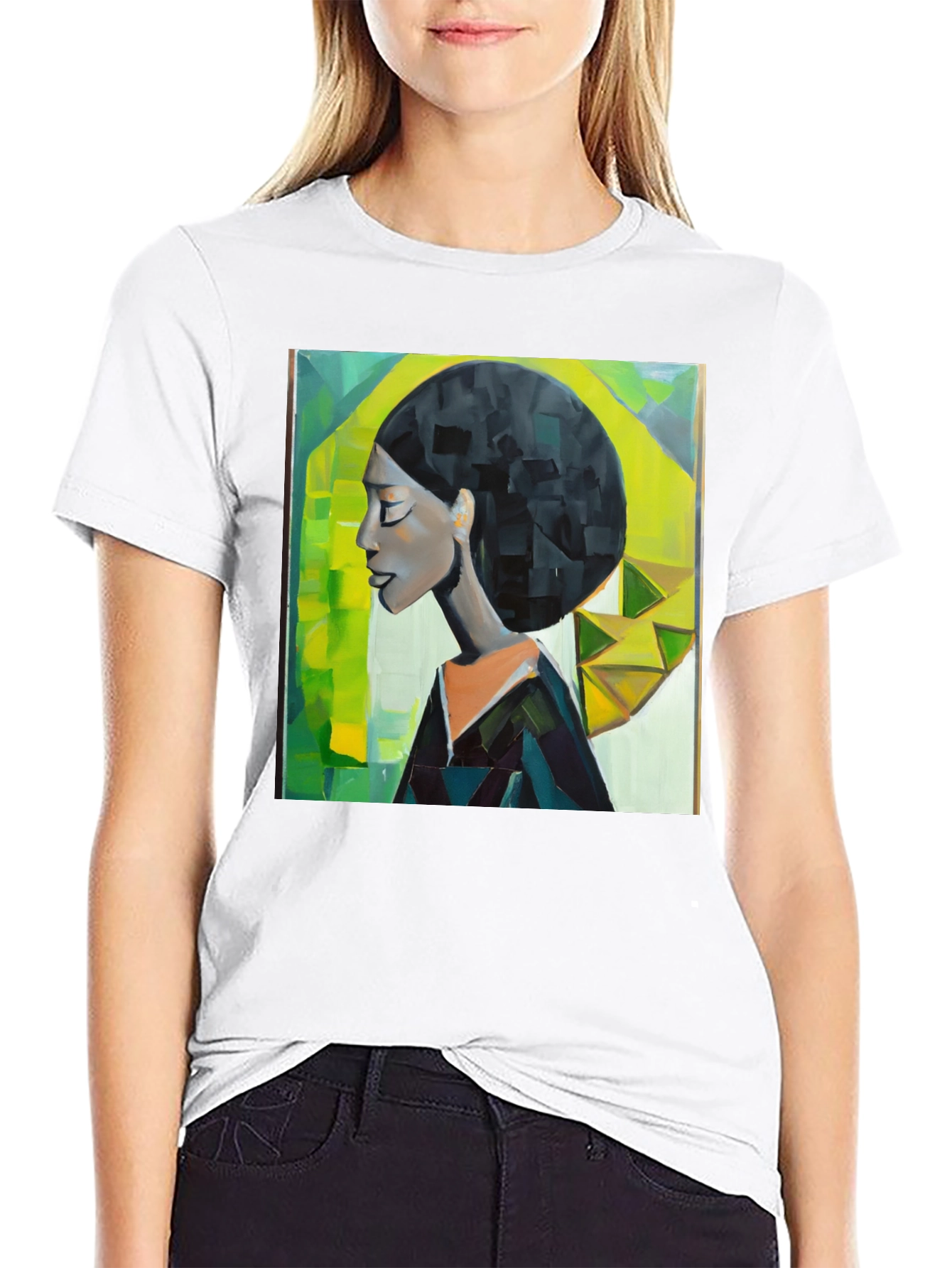 Black Artistic Afro Woman Graphic Tee - Black view 9