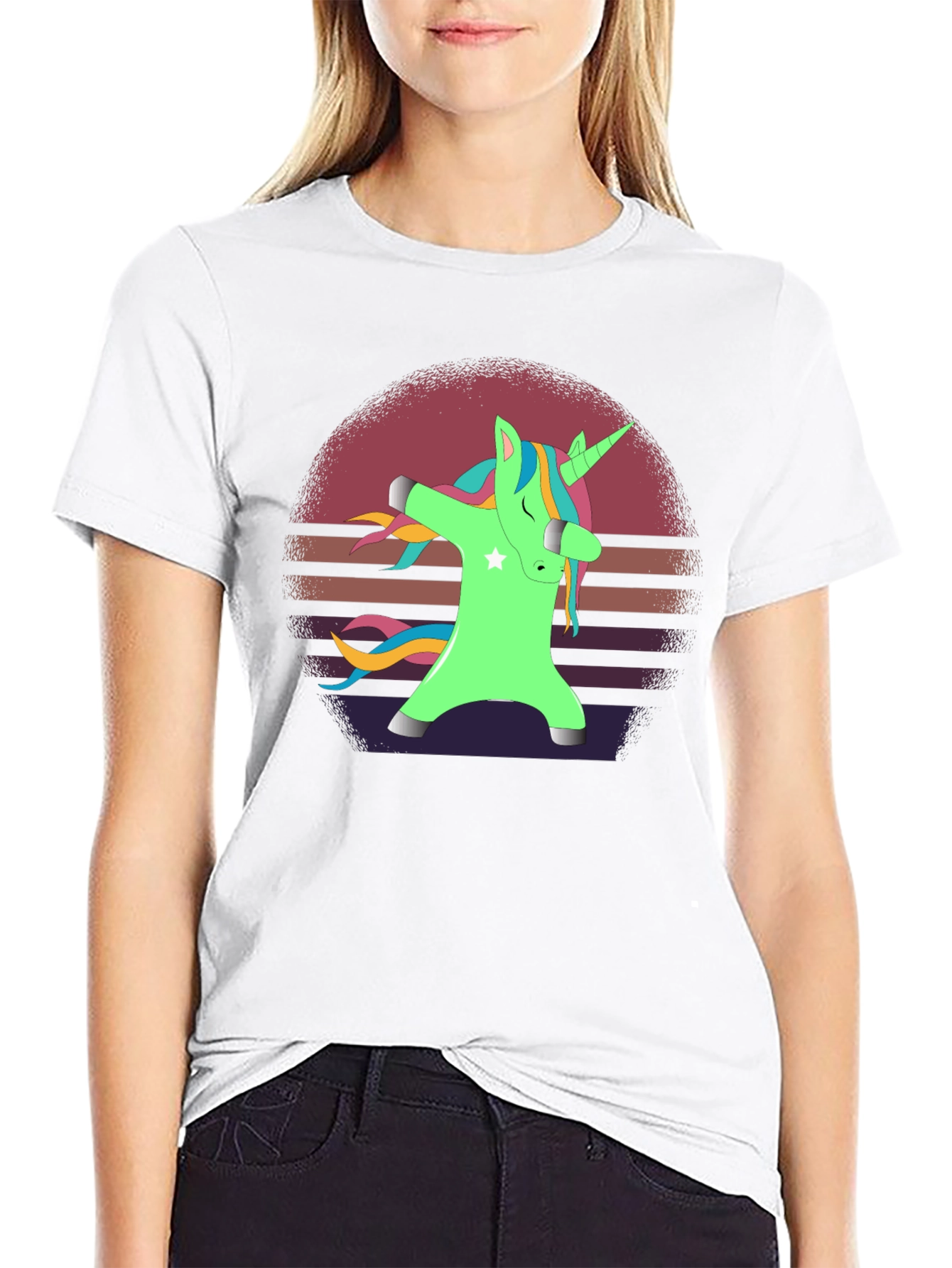 Black Dabbing Unicorn T-Shirt view 9