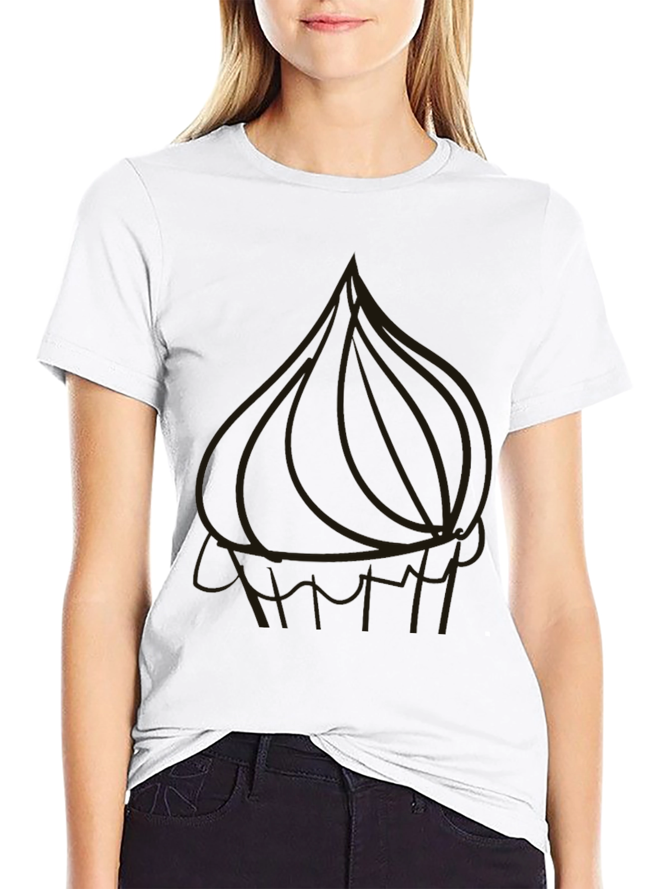 Black Men's Black Graphic T-Shirt - Onion Design view 9