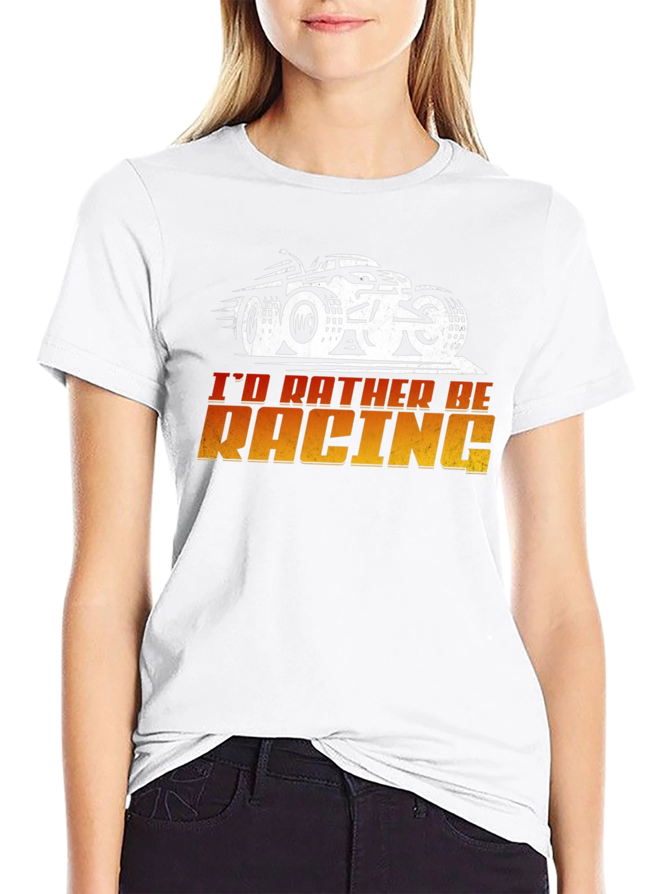 Black I'd Rather Be Racing Black Graphic Tee view 9