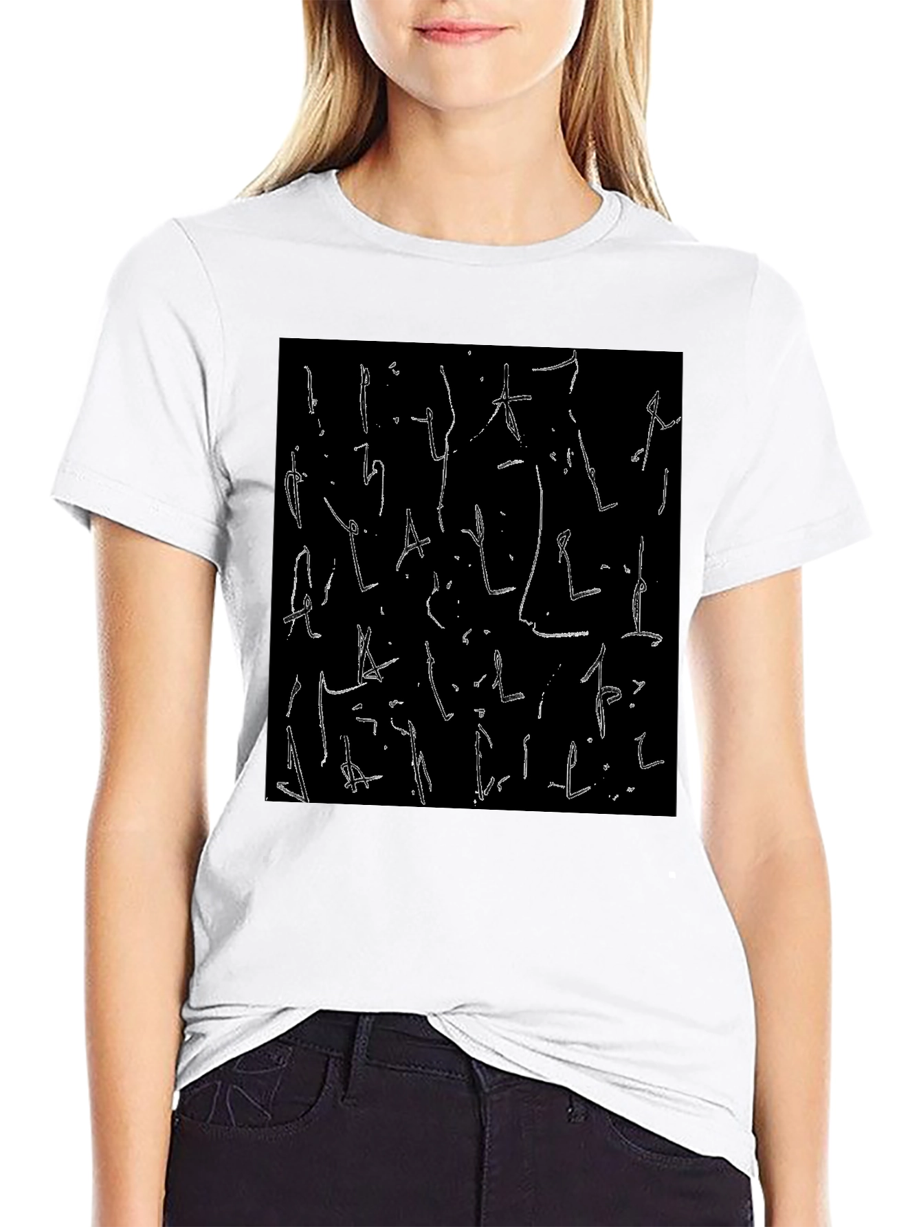Black Abstract Graphic Print Black T-Shirt view 9