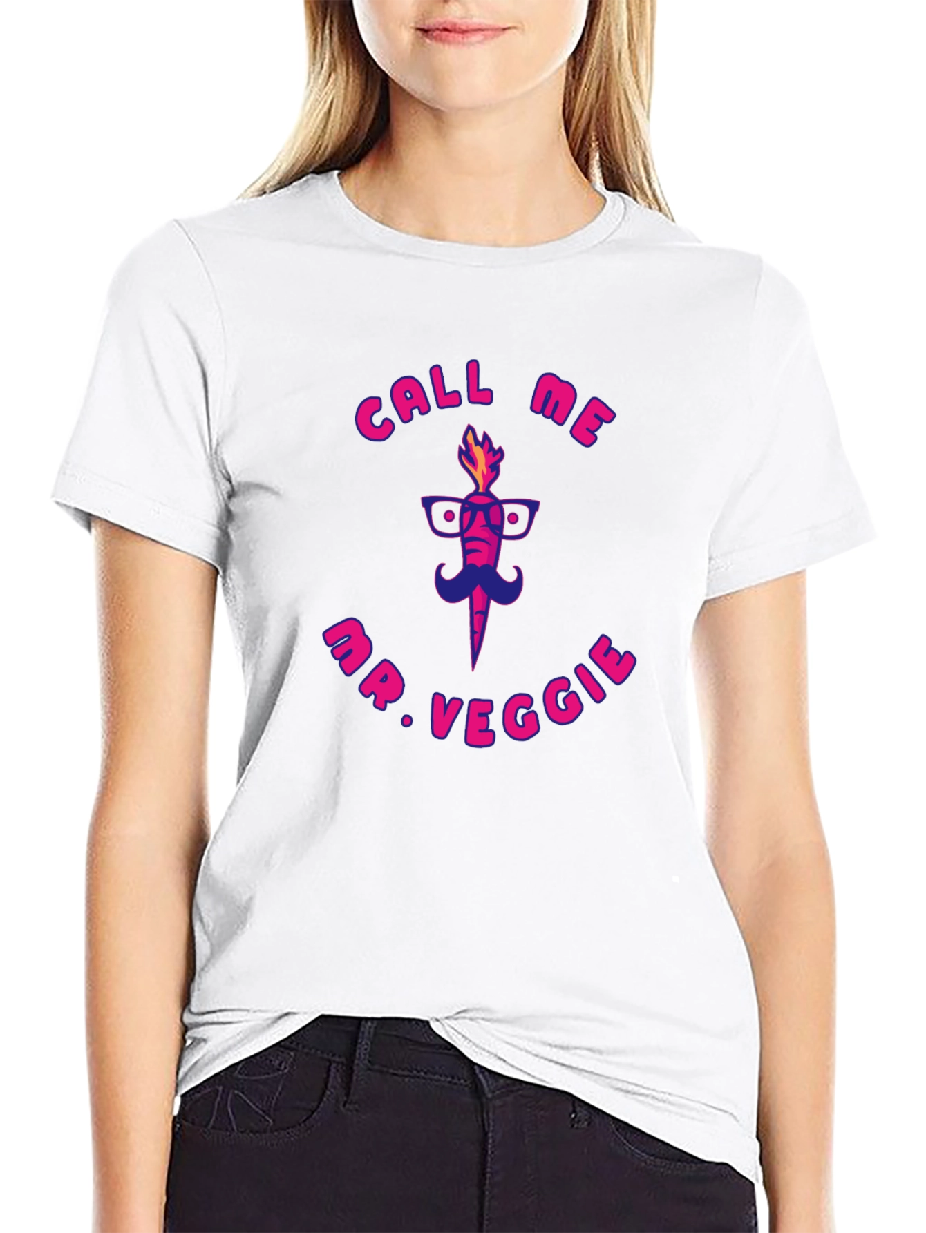 Black Call Me Mr. Veggie Graphic Tee - Quirky & Fun! view 9