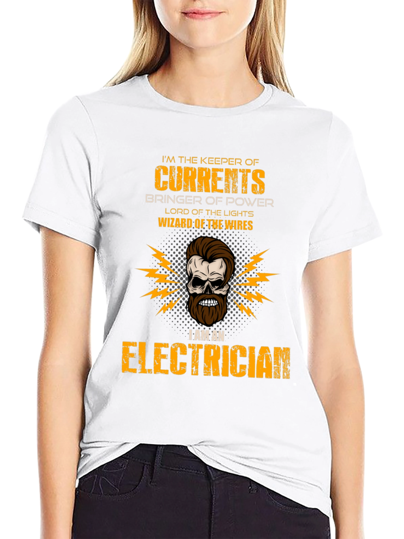 Black Electrician Skull T-Shirt - Keeper of Currents view 9