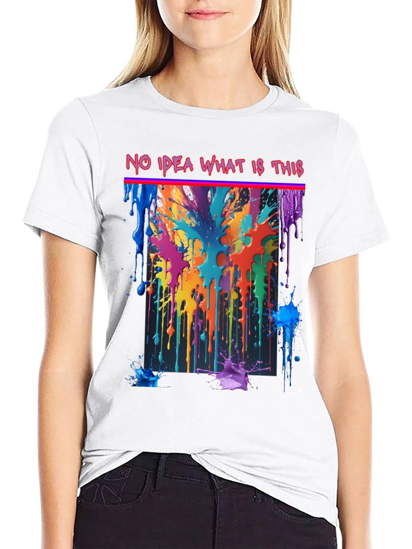 Black Abstract Paint Splatter T-Shirt view 9