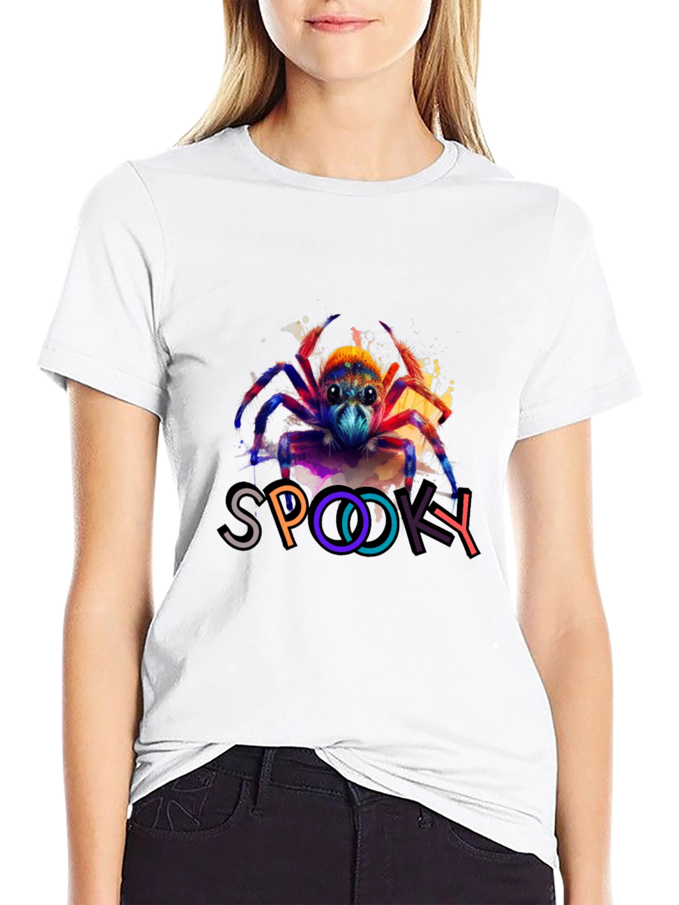 Black Spooky Spider Graphic T-Shirt view 9