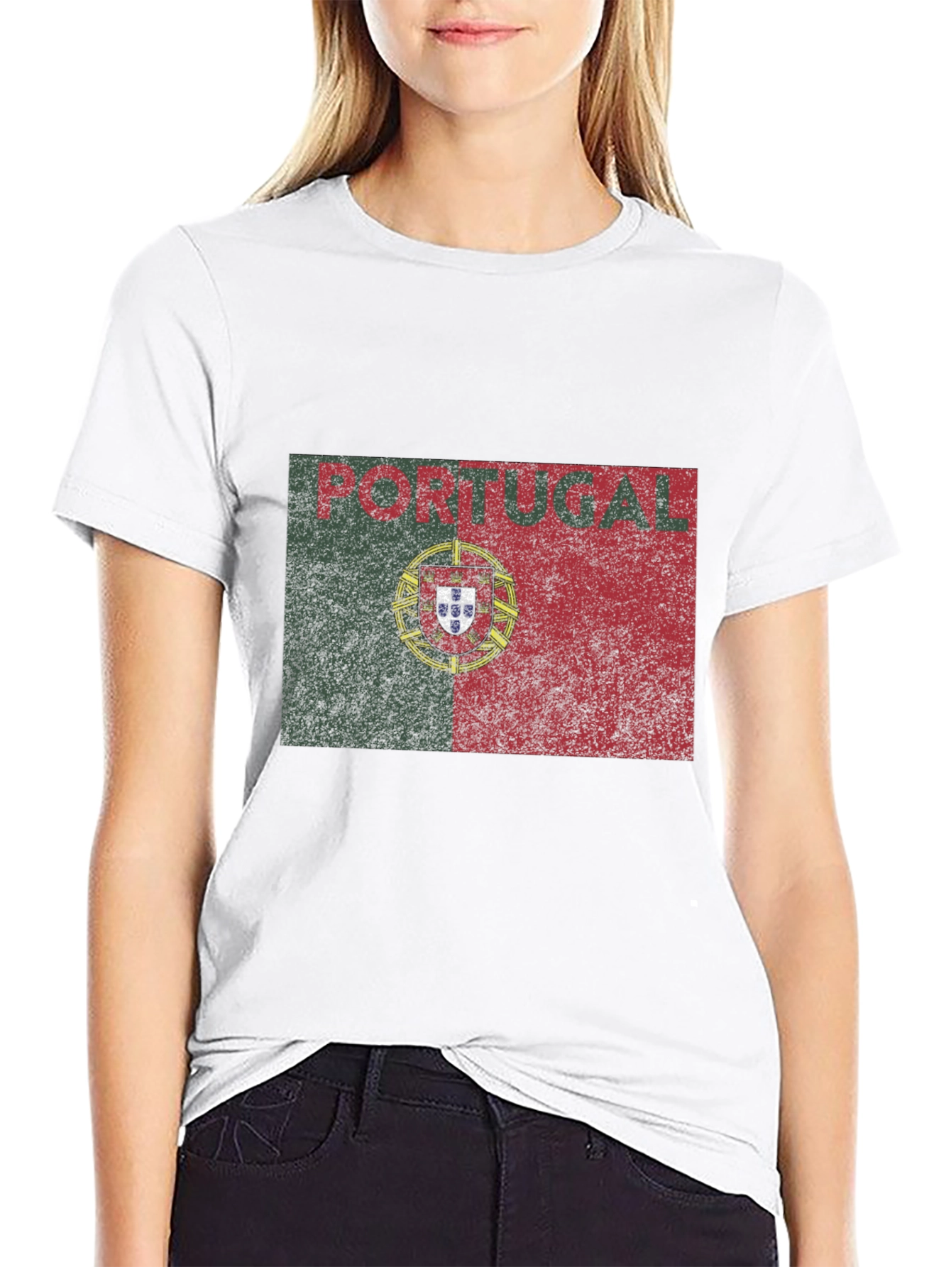 Portugal Flag Graphic T-Shirt - Distressed Design - 9