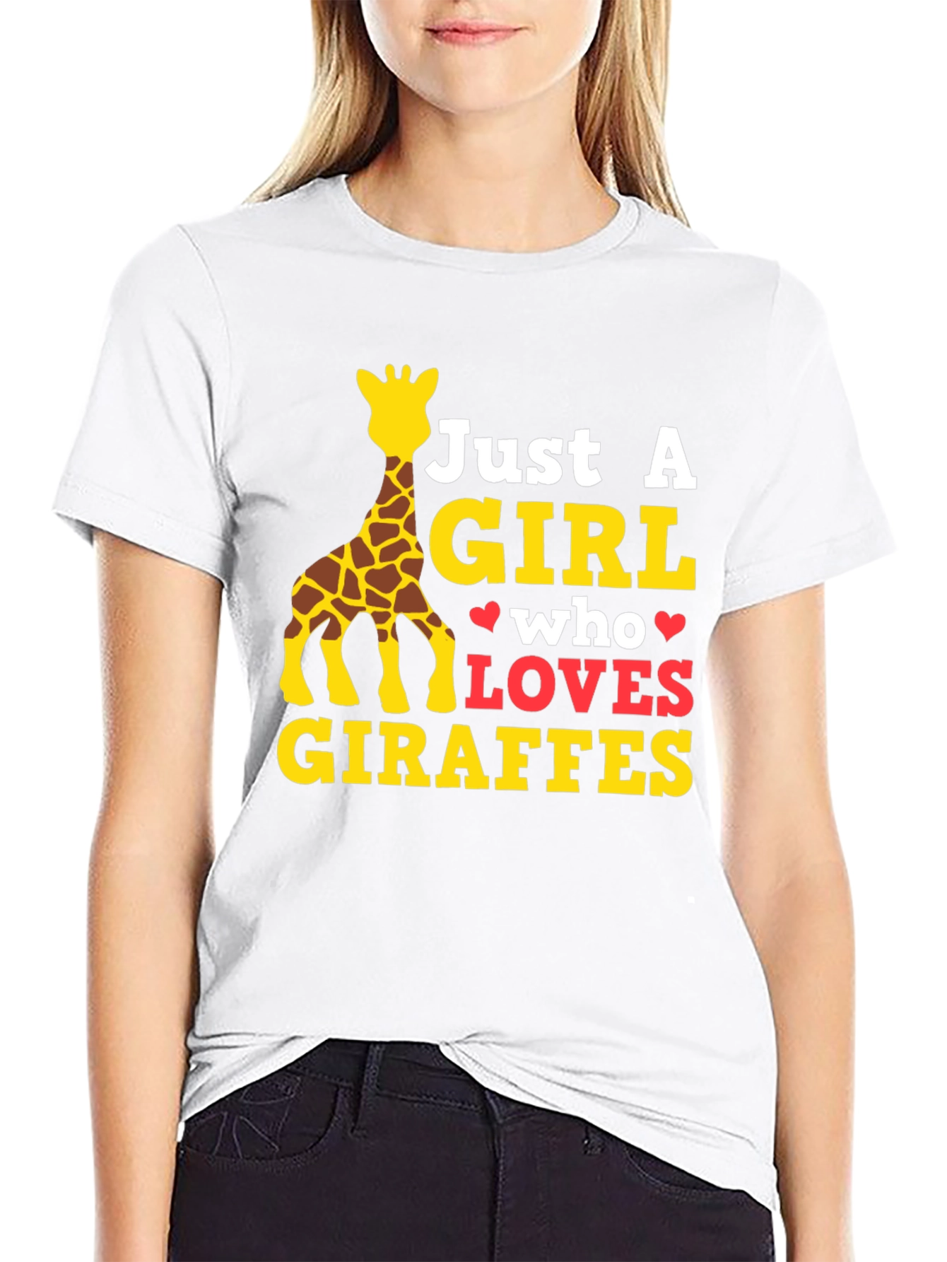 Black Just A Girl Who Loves Giraffes T-Shirt view 9