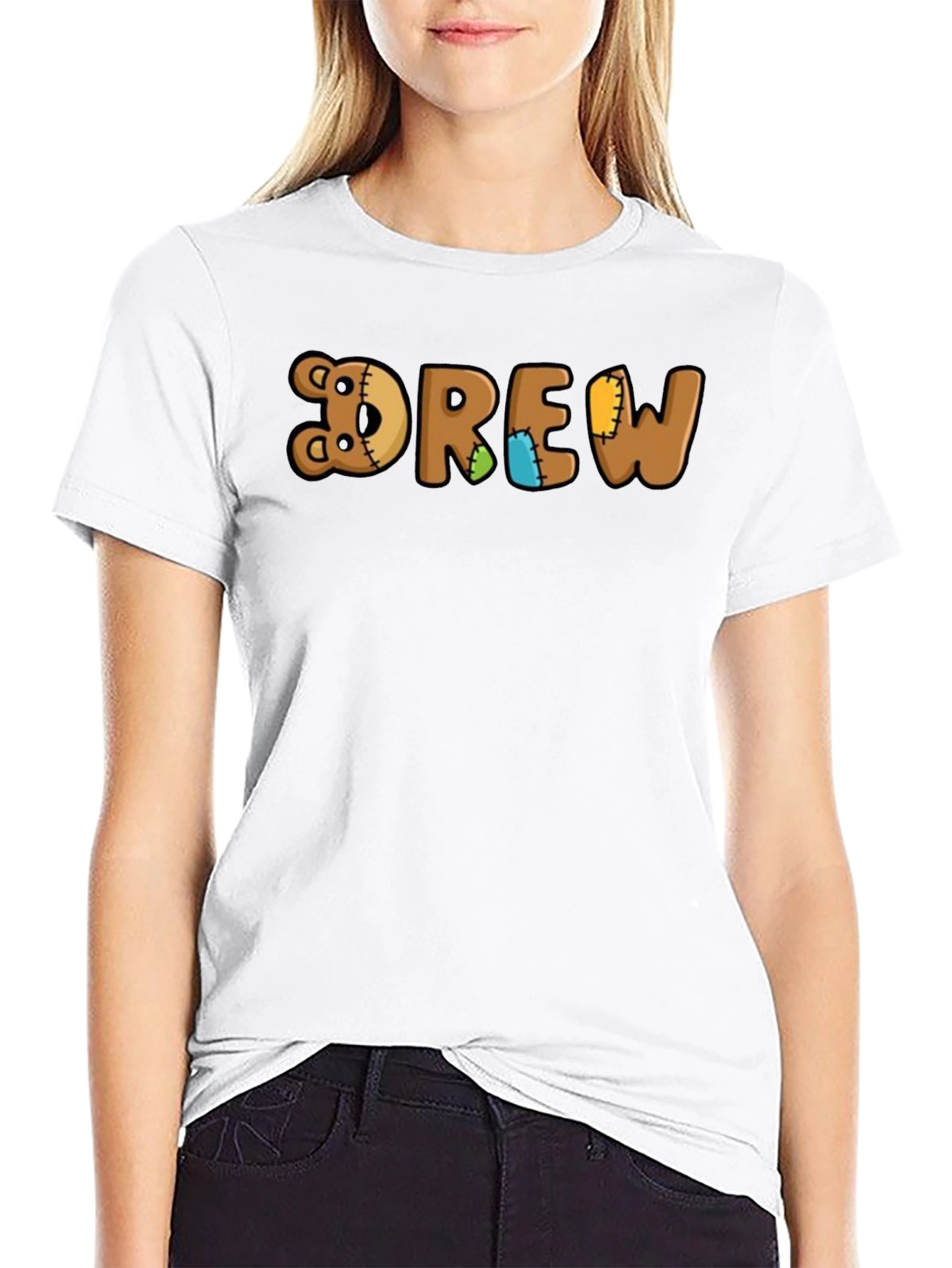 Black Drew Teddy Bear Name T-Shirt - Custom Boy's Tee view 9