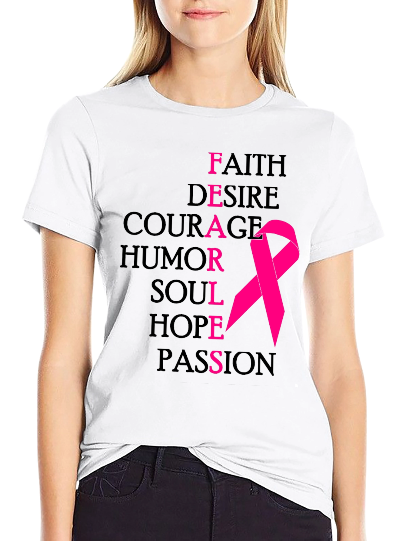 Black Fearless Breast Cancer Awareness T-Shirt view 9