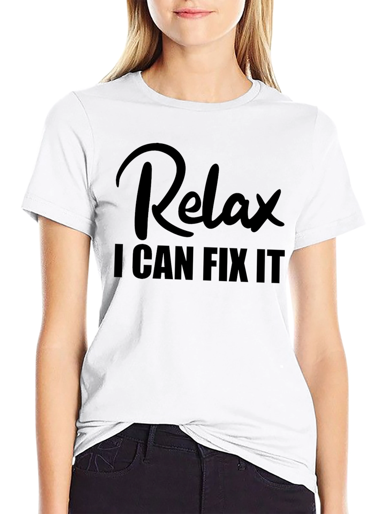 Black Relax I Can Fix It - Funny T-Shirt view 9