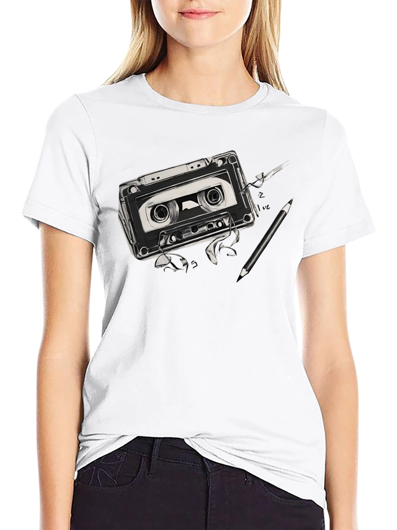 Black Retro Cassette Tape Graphic Tee view 9