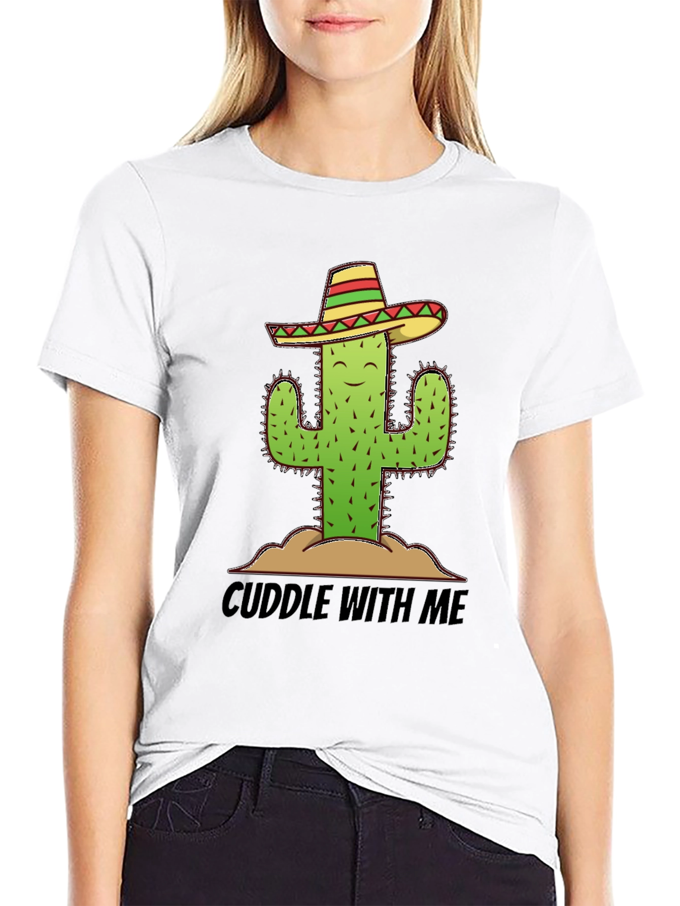 Black Cuddle With Me Cactus Sombrero Graphic Tee view 9