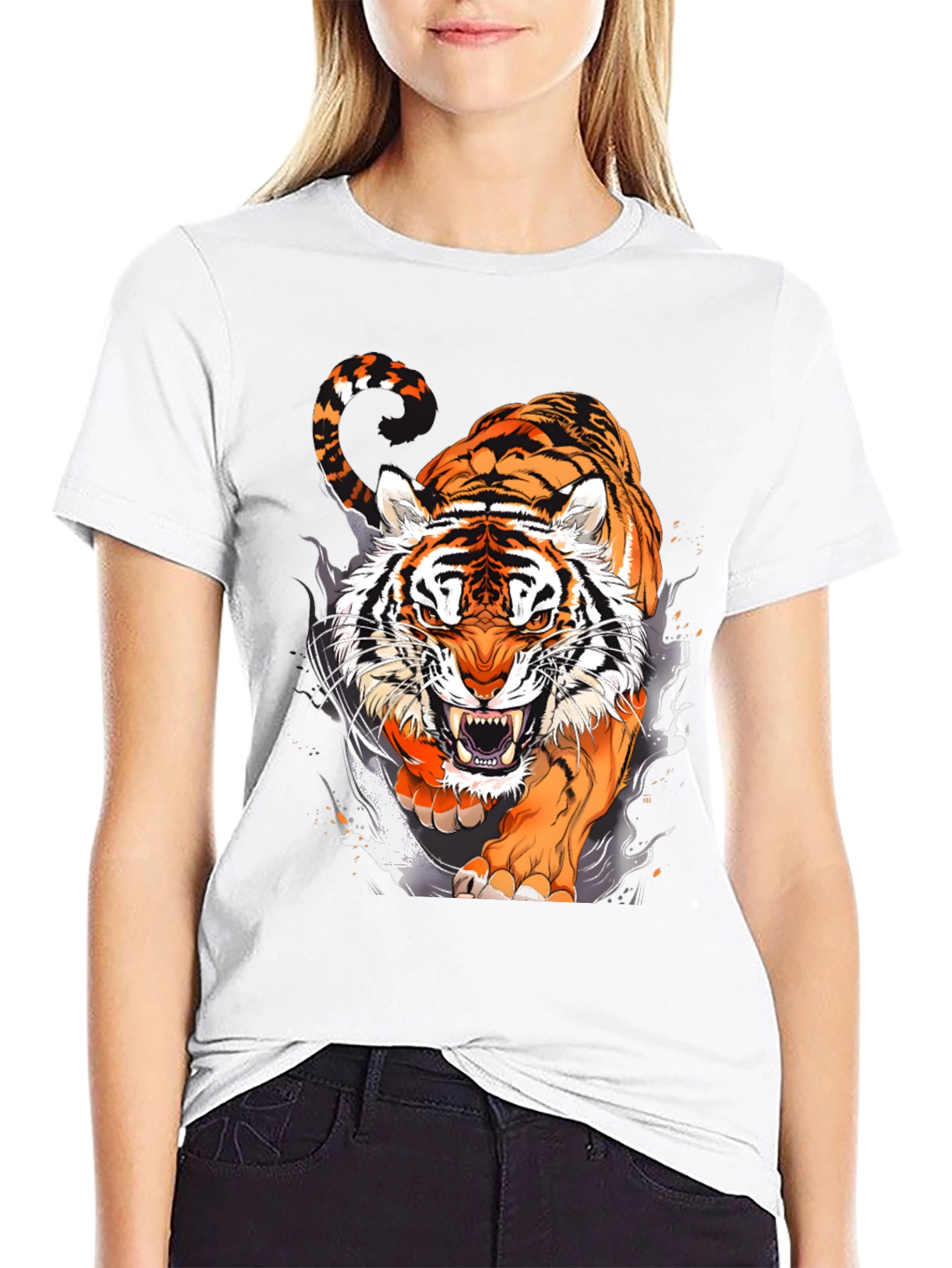 Black Roaring Tiger Graphic Tee - Black T-Shirt view 9