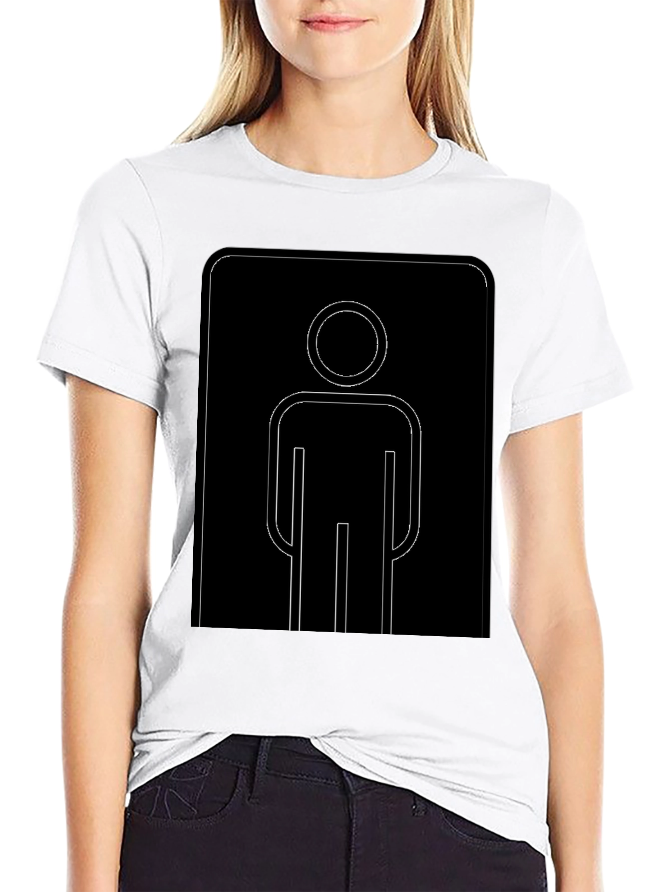 Black Men's Room Sign Graphic Black T-Shirt view 9