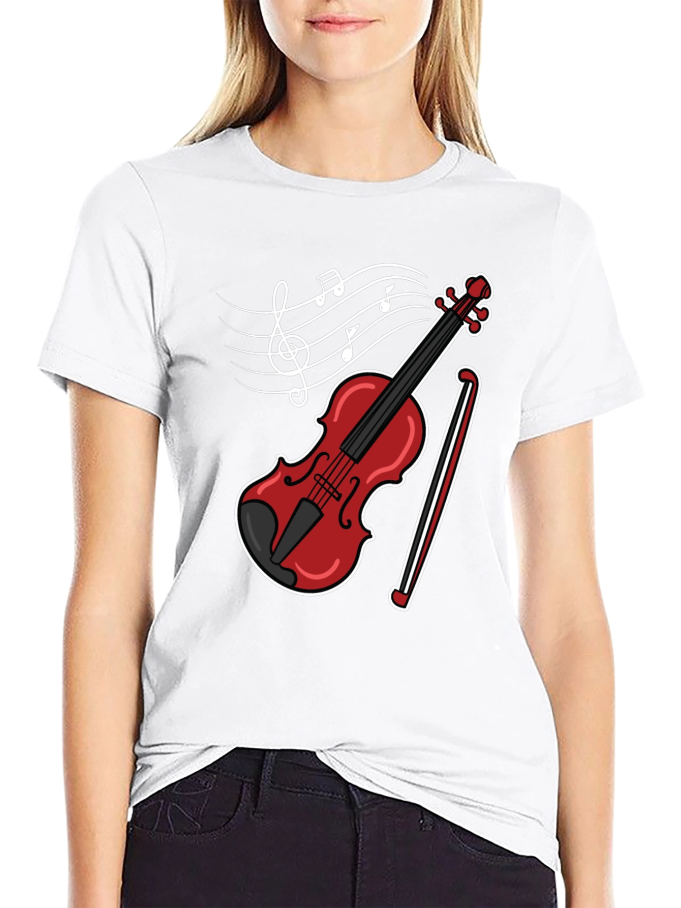 Black Musical Violin Graphic T-Shirt view 9