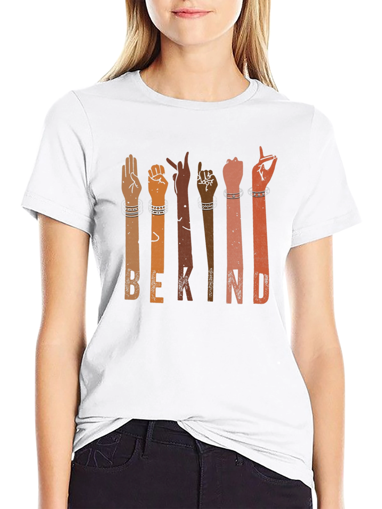 Black Be Kind Sign Language T-Shirt Black view 9