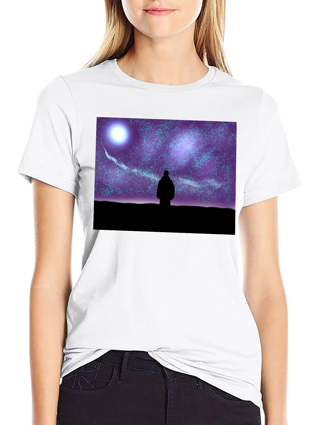Black Starry Night Graphic Tee - Unisex Black T-Shirt view 9