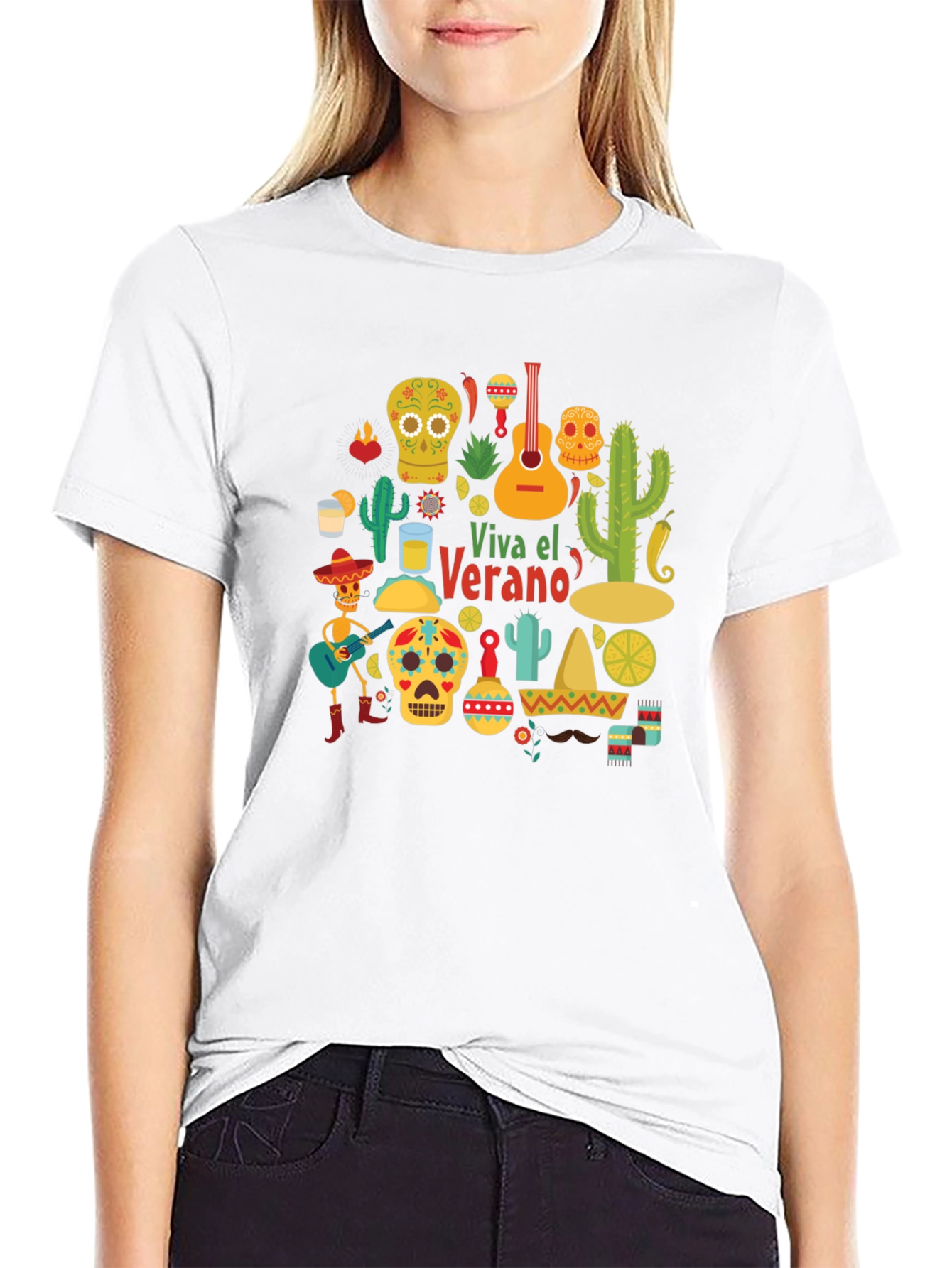 Black Viva El Verano T-Shirt, Summer Fiesta Tee view 9