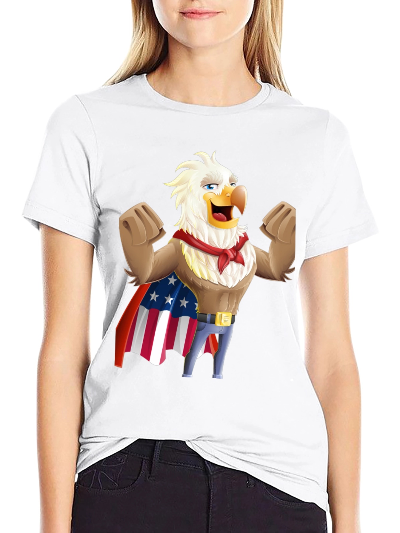 Black Patriotic Eagle Cartoon T-Shirt - USA Pride! view 9