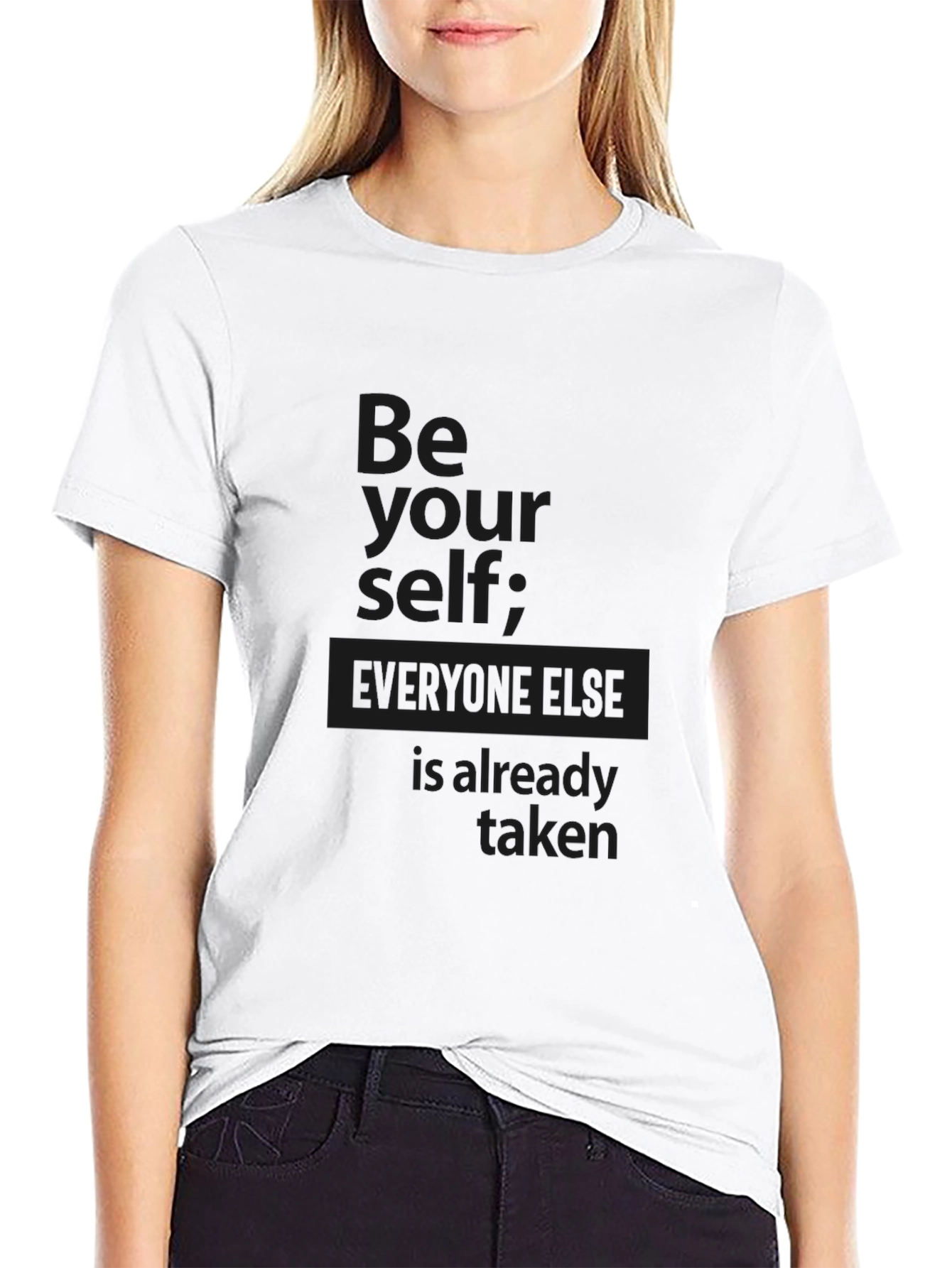 Black Be Yourself Black T-Shirt: Inspiring Quote Tee view 9