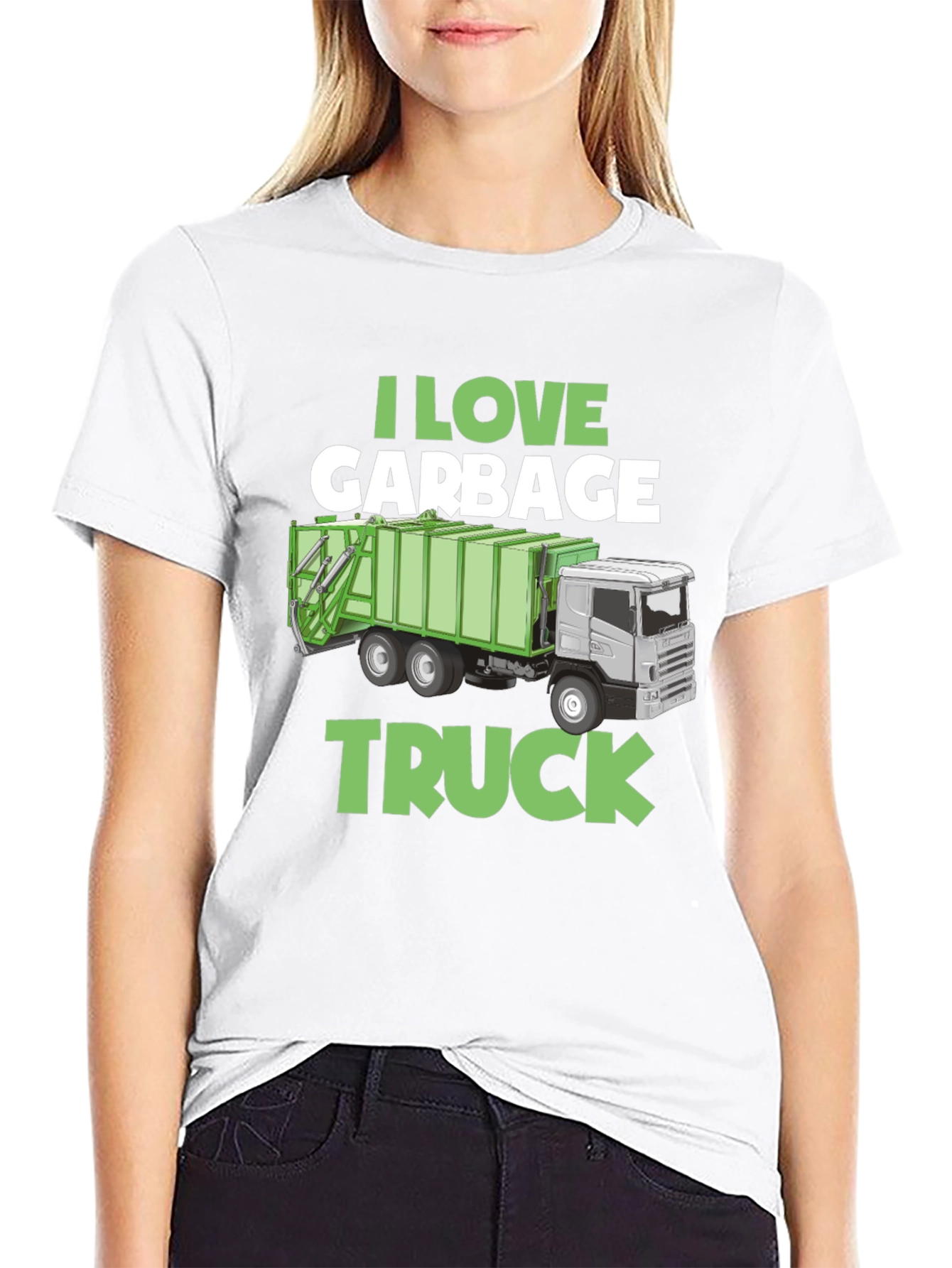 Black I Love Garbage Truck Graphic T-Shirt view 9