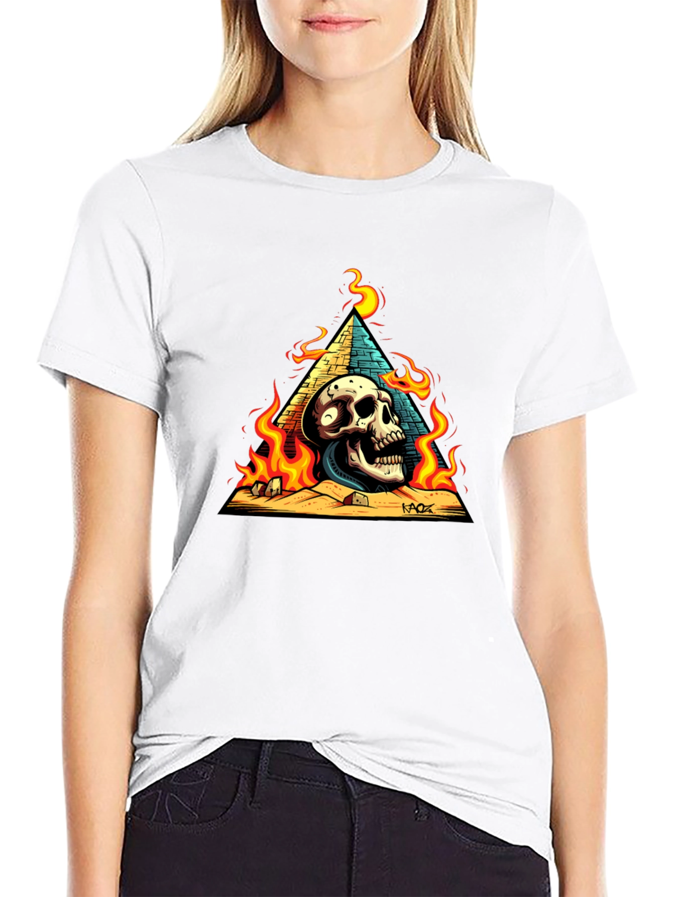 Black Skull Pyramid Graphic Tee - Men's Black T-Shirt view 9