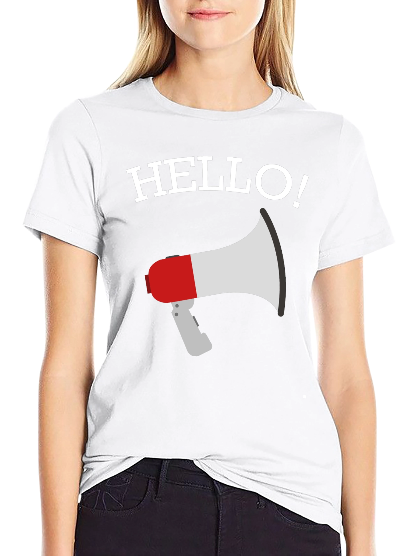 Black Hello Megaphone Graphic Tee - Mens Black T-Shirt view 9