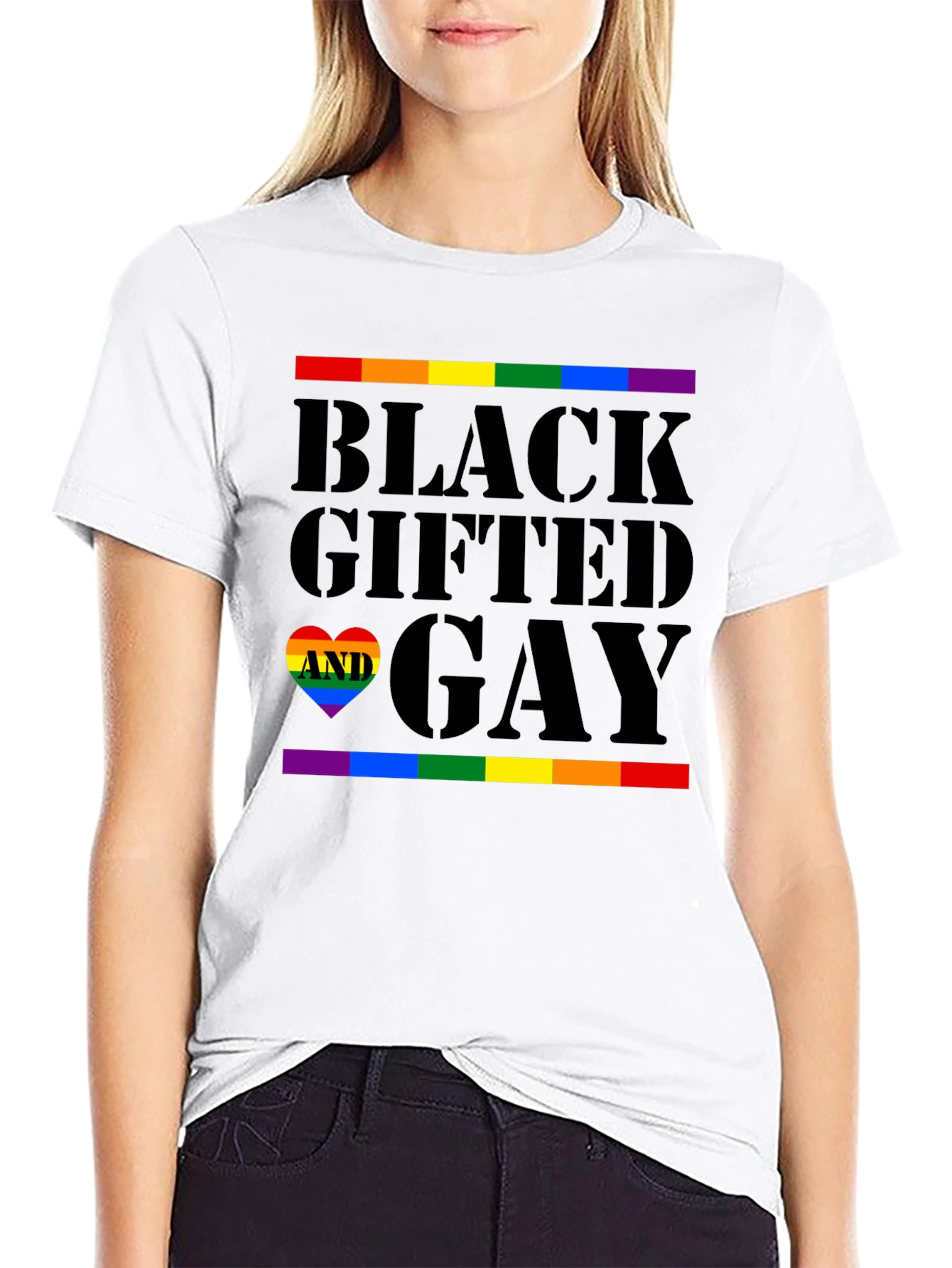 Black Black Gifted and Gay Pride T-Shirt view 9