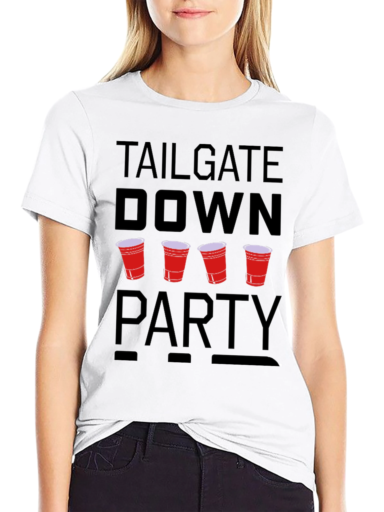 Black Tailgate Down Party Graphic Tee view 9