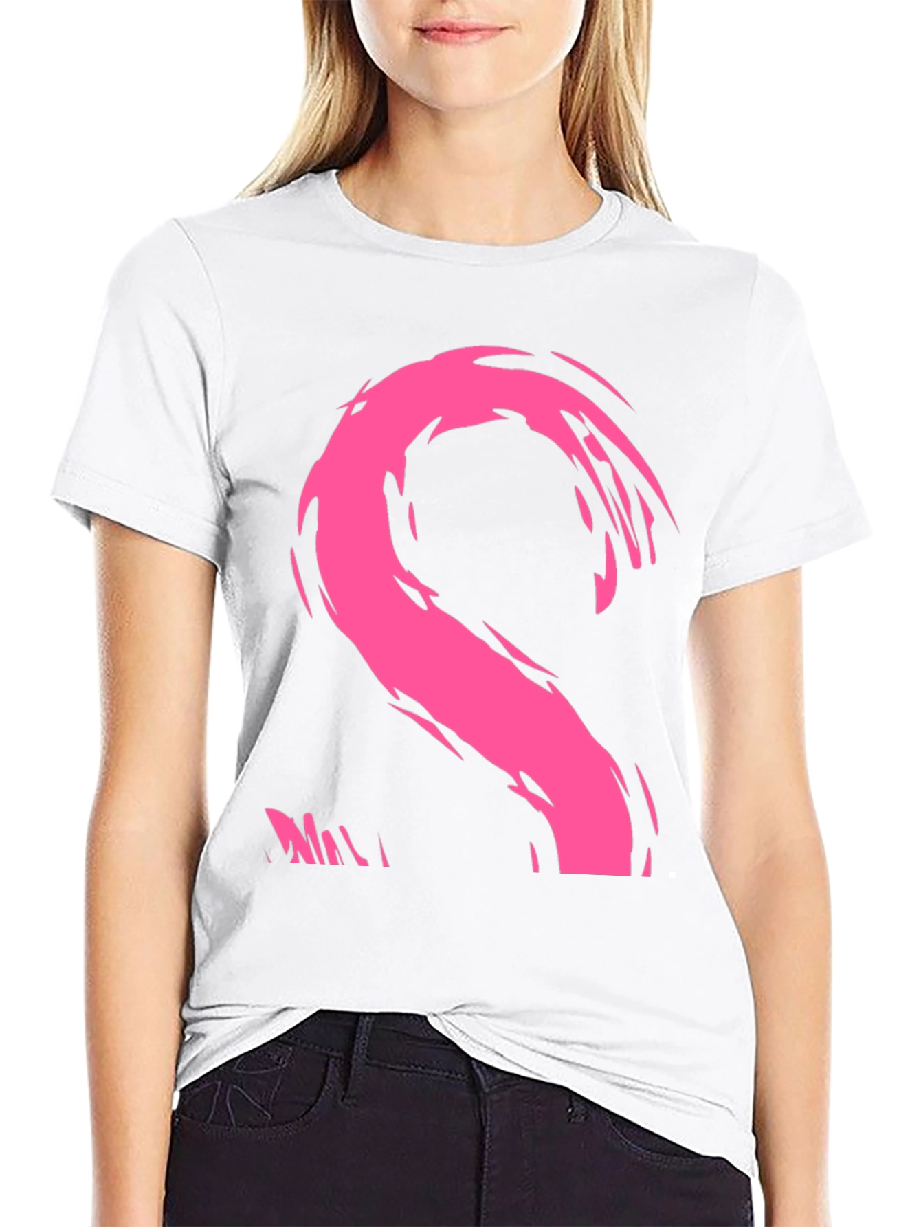Black Modern Pink Brushstroke Graphic Black T-Shirt view 9