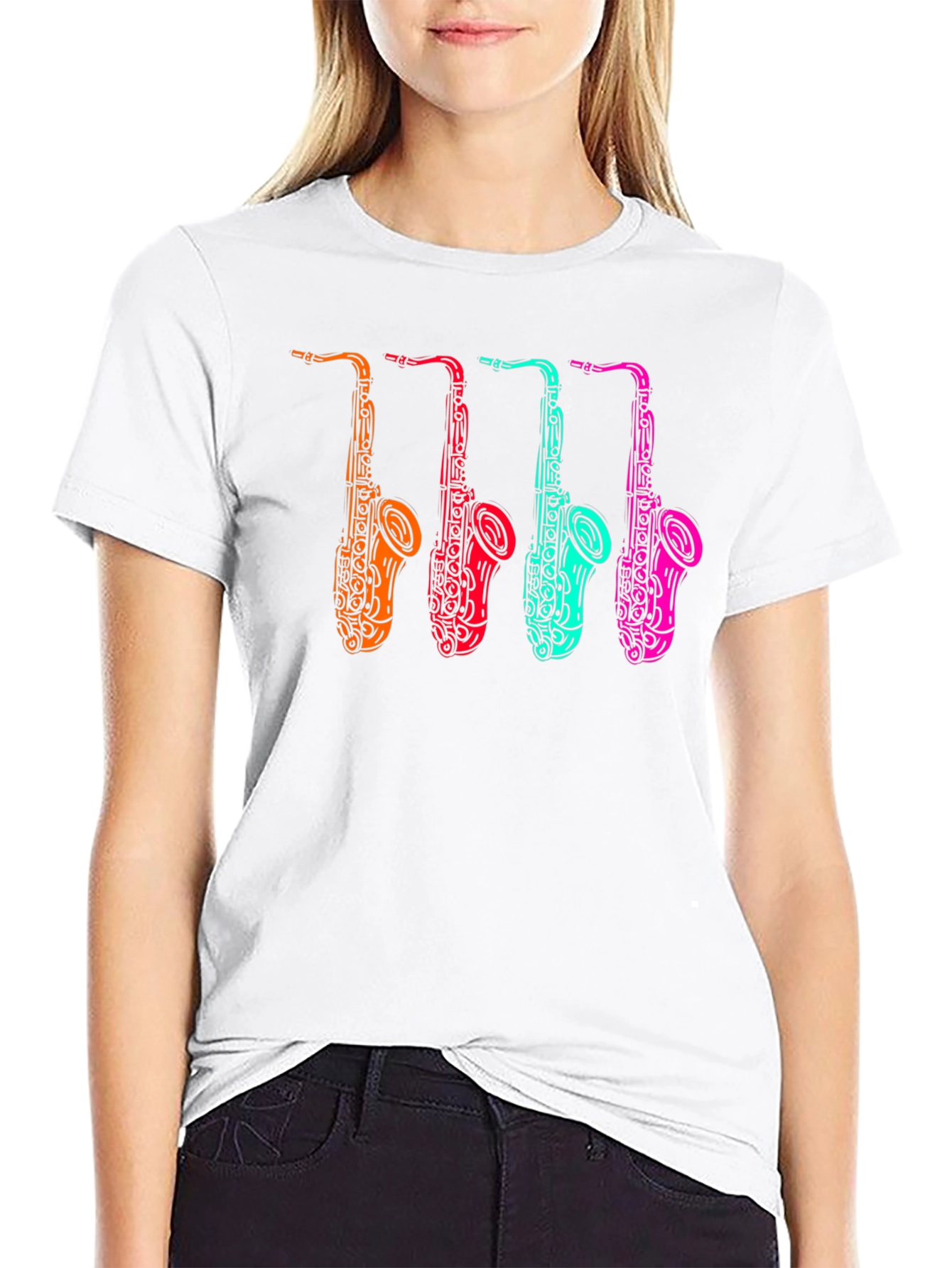 Black Cool Saxophone Graphic Tee - Musician Style view 9