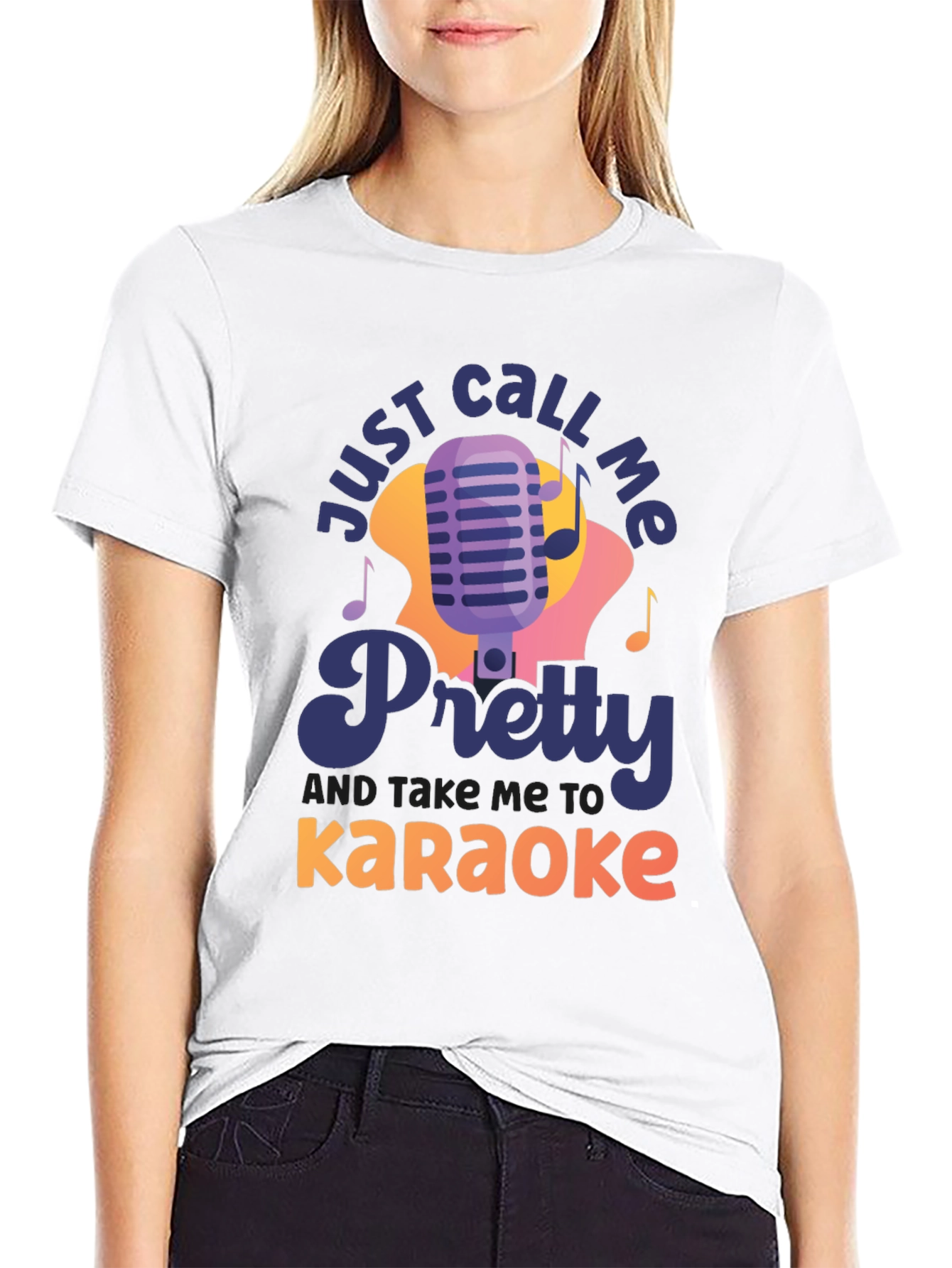 Black Just Call Me Pretty Karaoke T-Shirt view 9