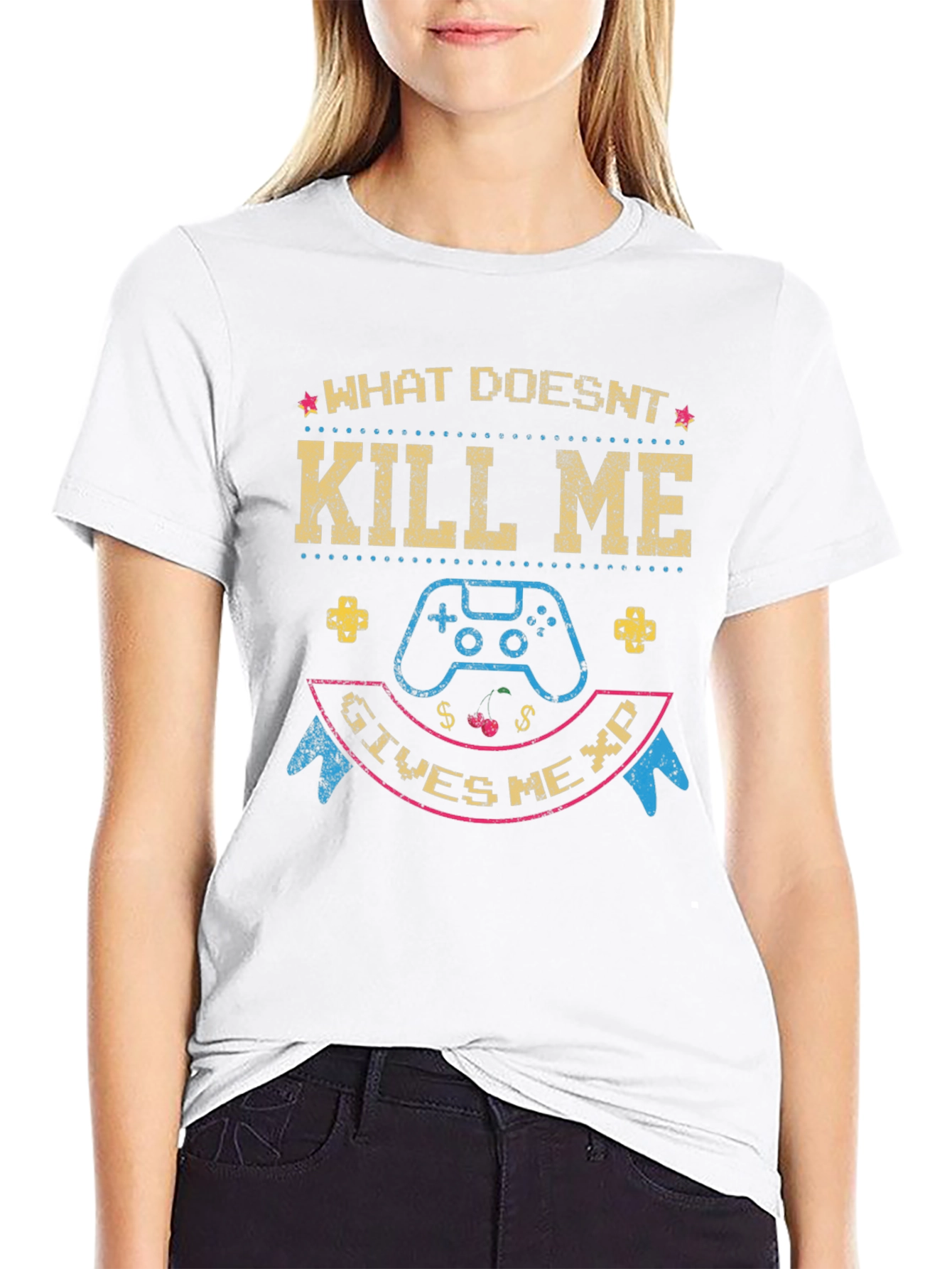 Black Gamer T-Shirt: What Doesn't Kill Me Gives Me XP view 9