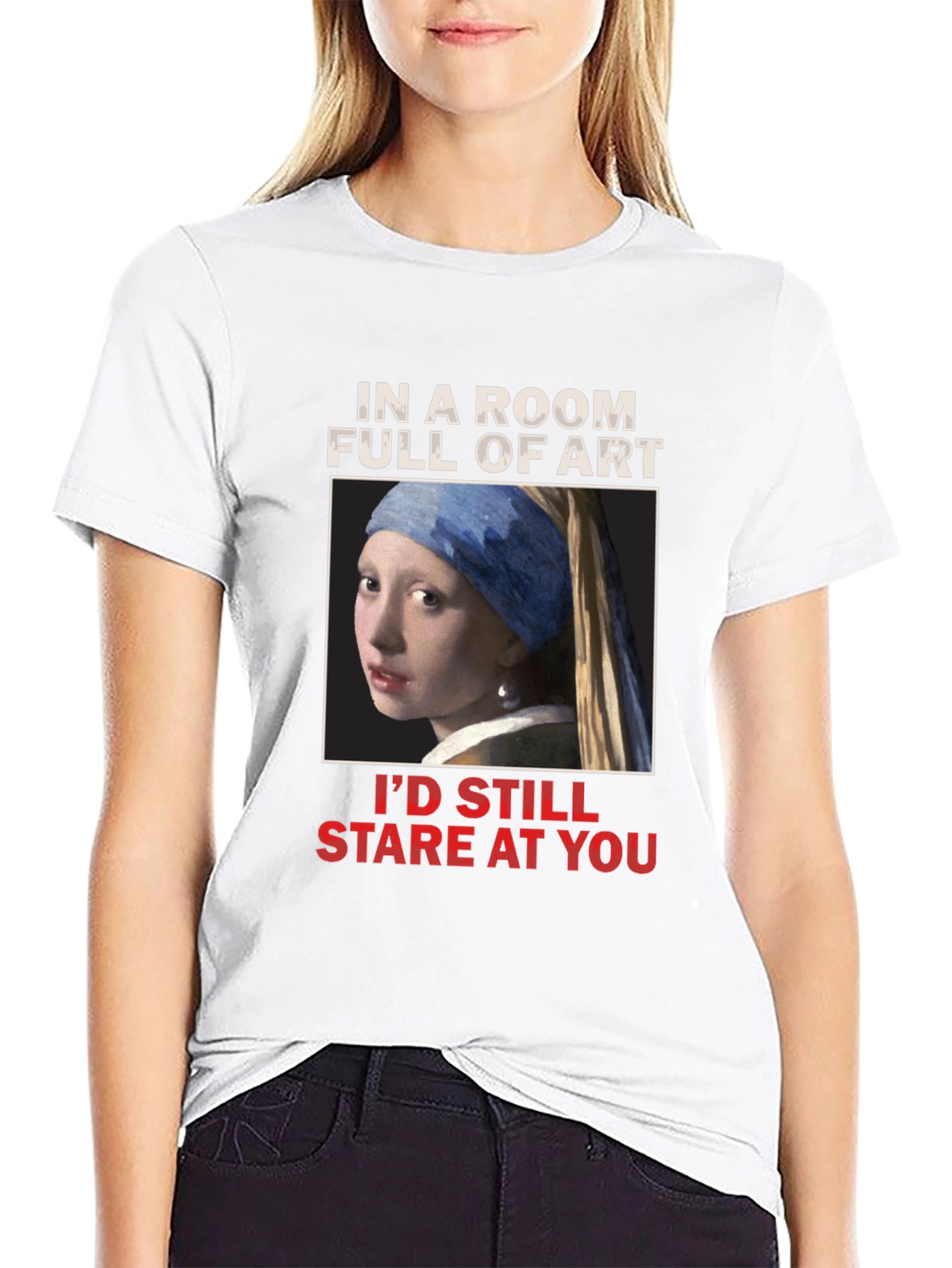 Black Art Lover's T-Shirt: Girl with a Pearl Earring view 9