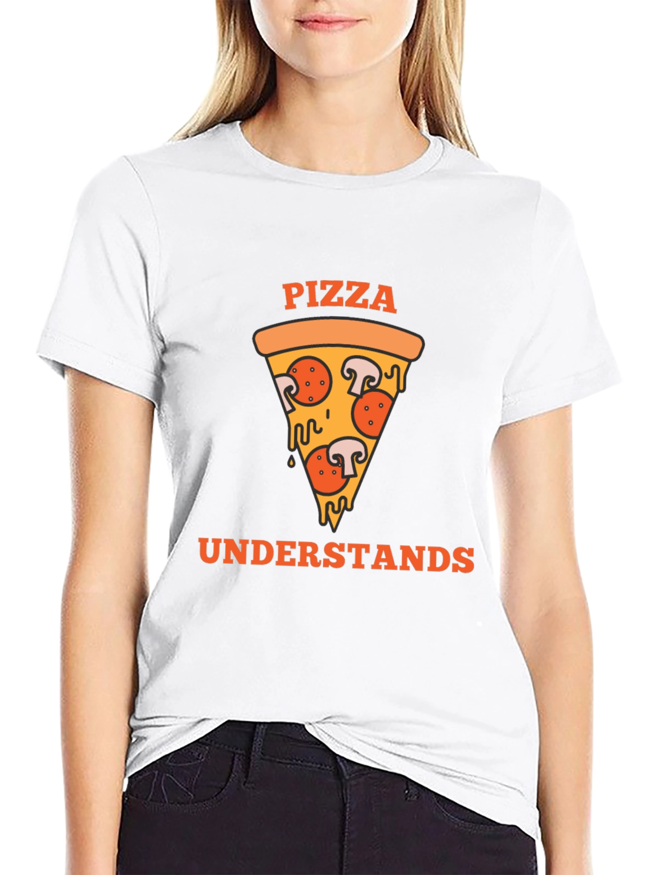 Black Pizza Understands Graphic Tee - Black Cotton Shirt view 9