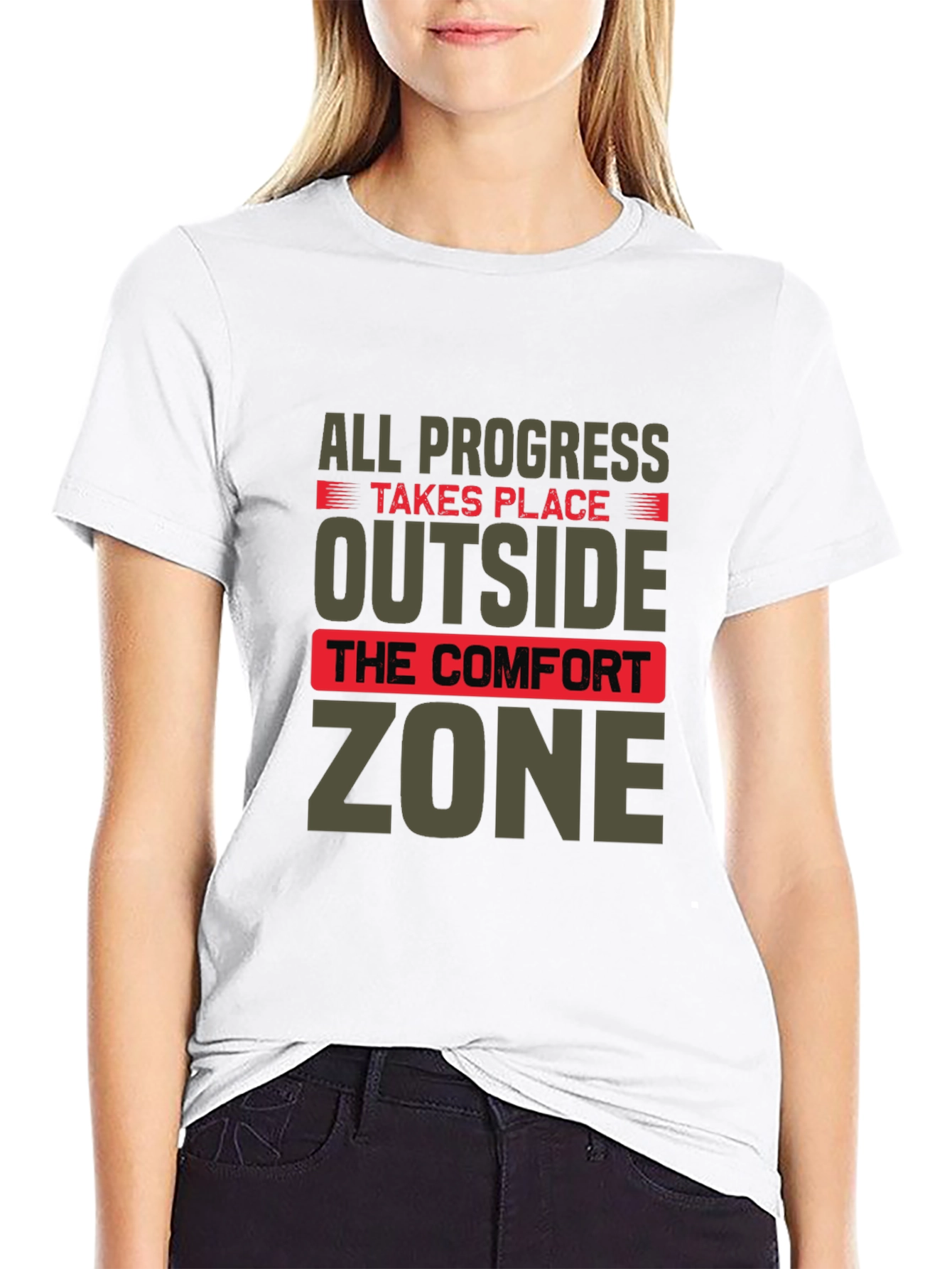 Black Progress Outside Comfort Zone Graphic T-Shirt view 9