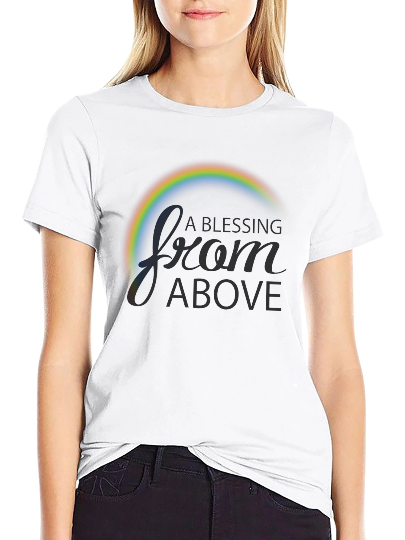 Black A Blessing From Above Rainbow Graphic T-Shirt view 9