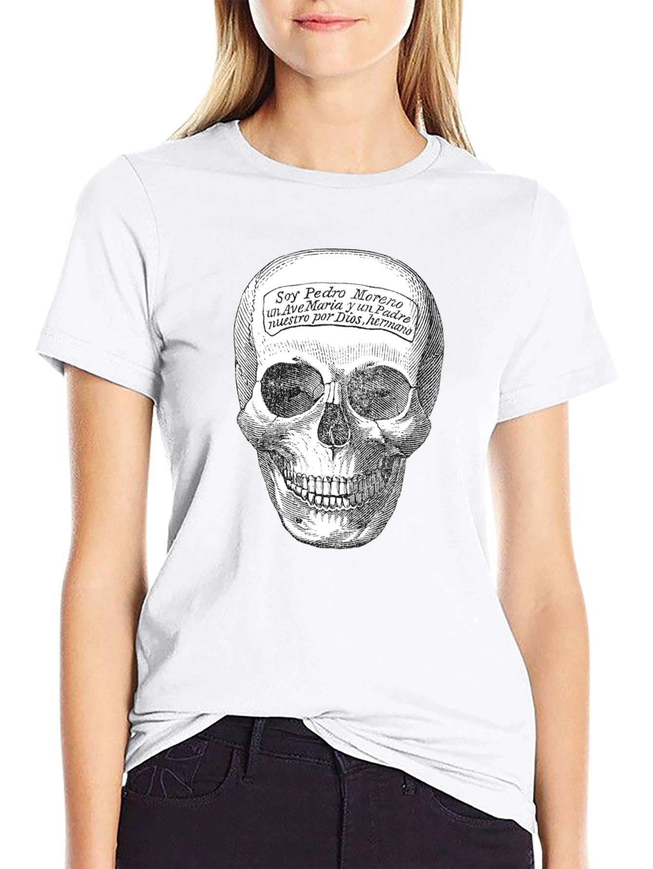 Black Skull Graphic Tee - "Soy Pedro Moreno" T-Shirt view 9
