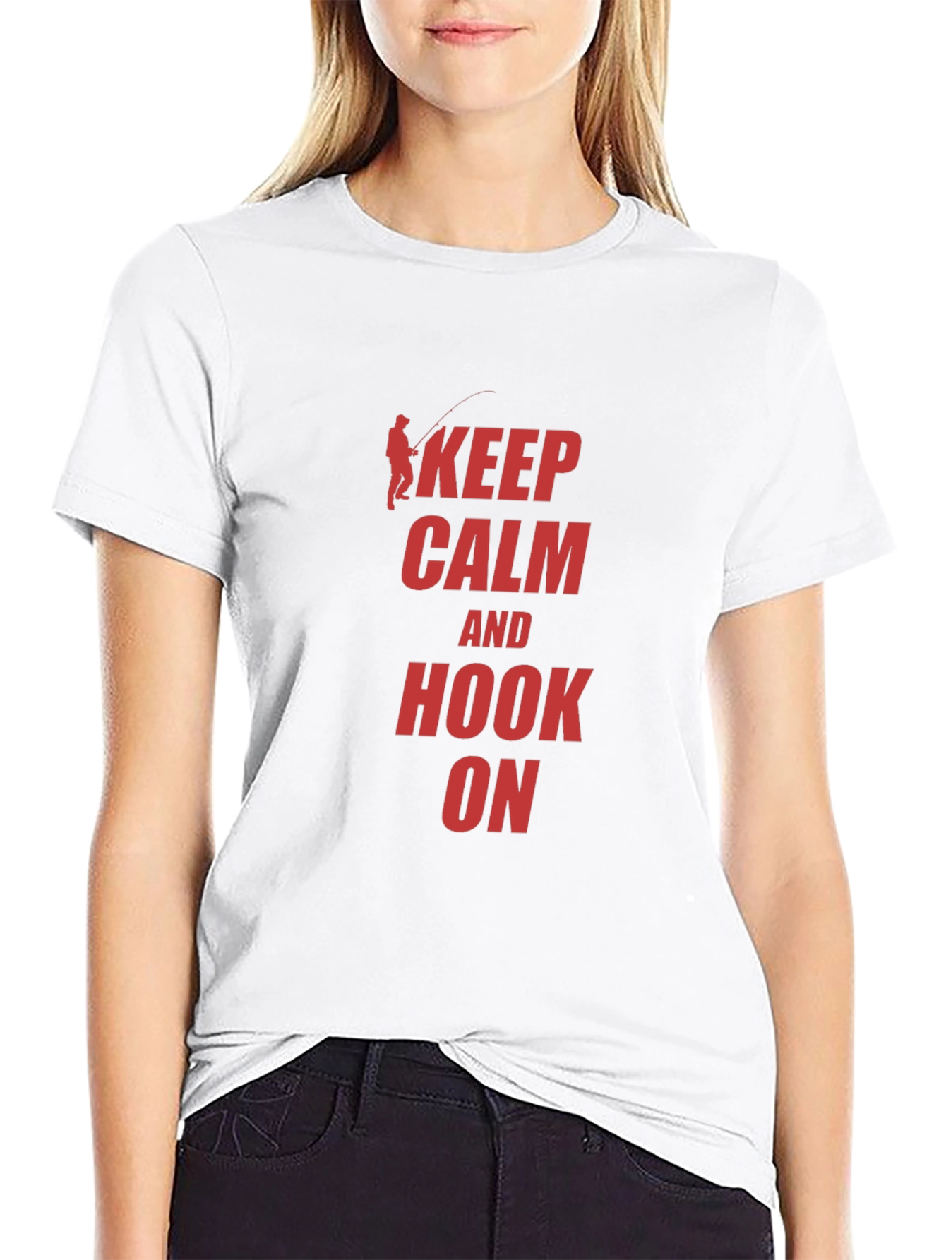 Black Keep Calm and Hook On Fishing T-Shirt view 9