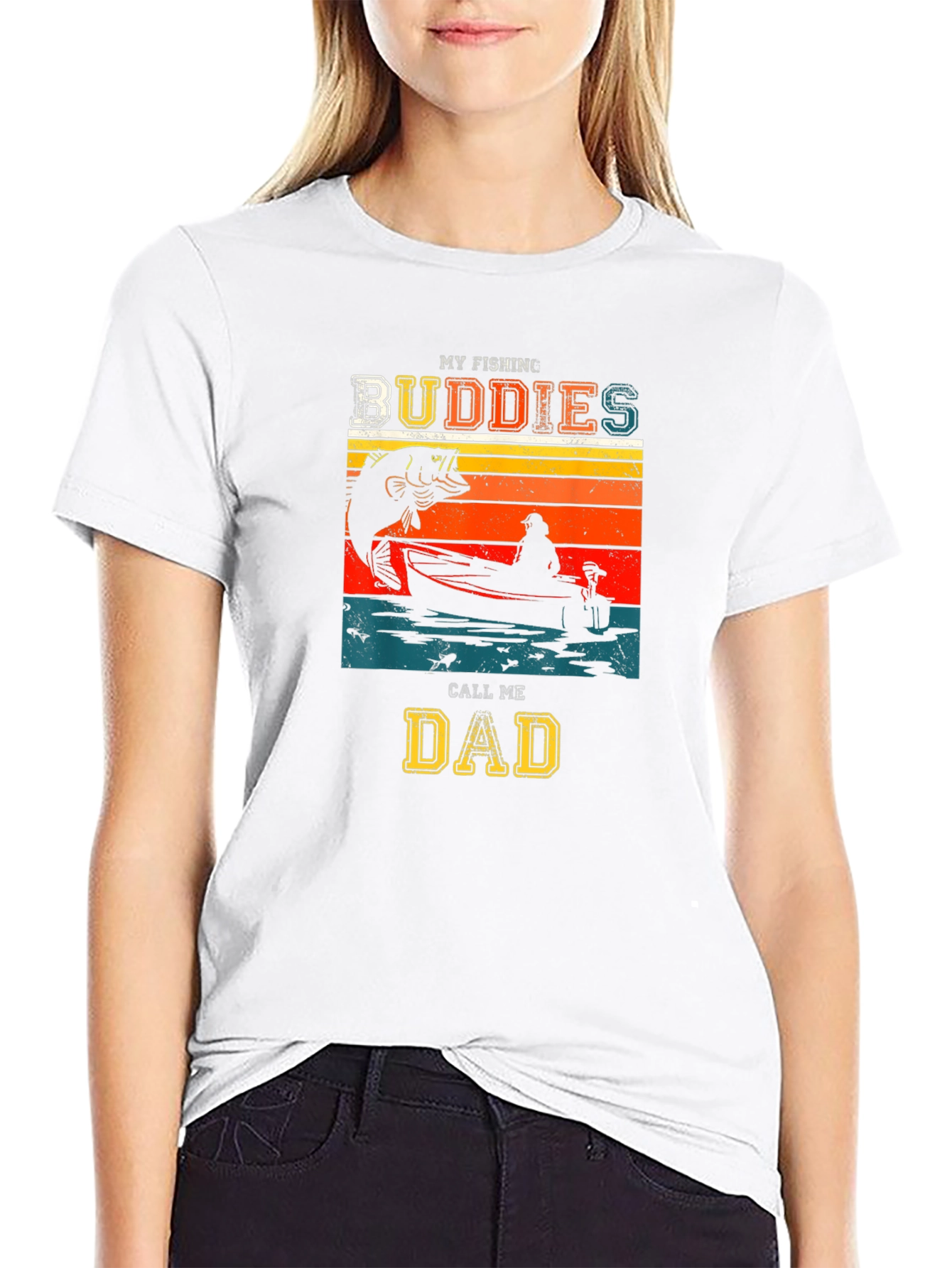 Black My Fishing Buddies Call Me Dad Black T-Shirt view 9