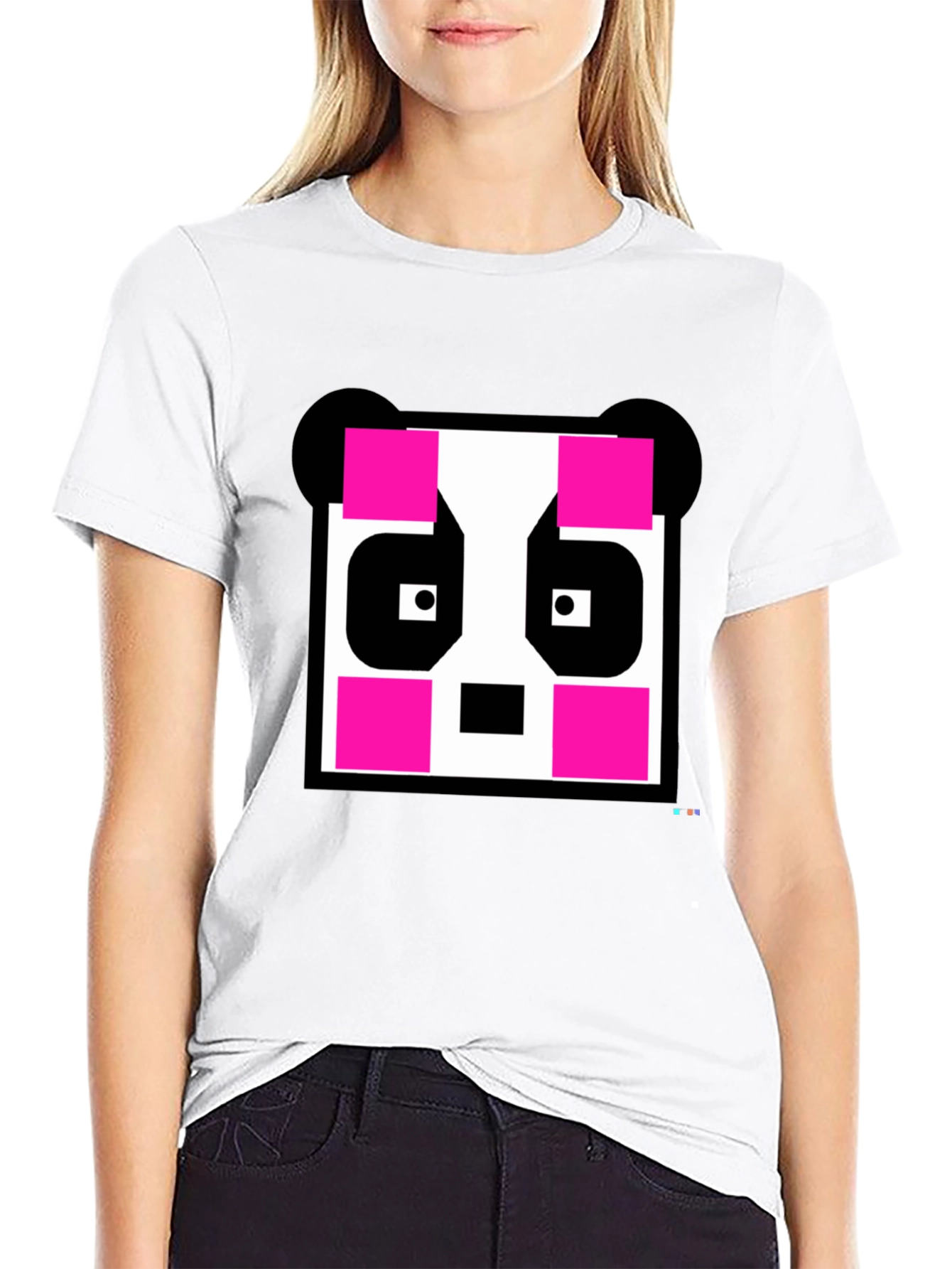 Black Pixel Panda Graphic Tee - Black Crew Neck view 9