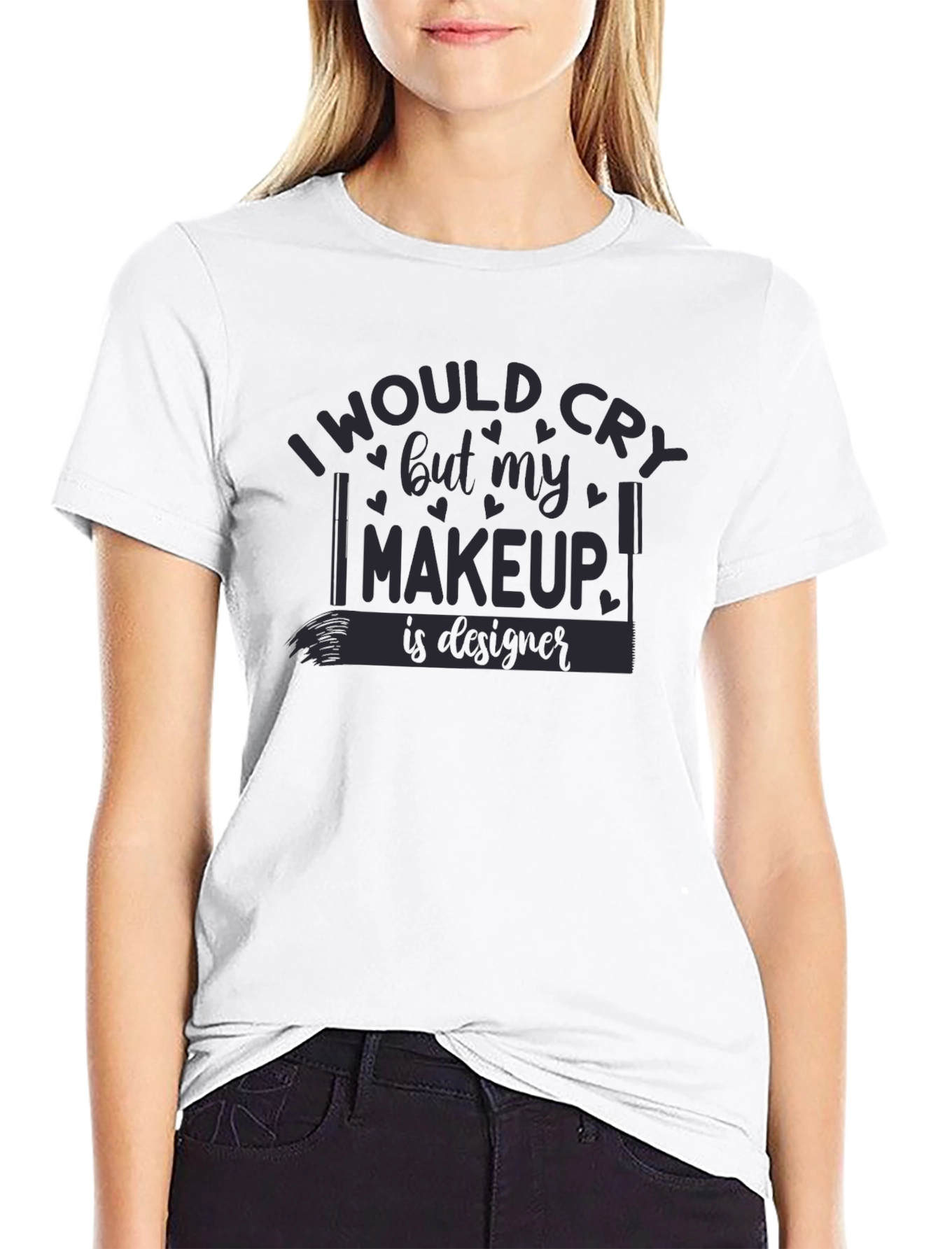 Black Designer Makeup Graphic Tee - Black view 9