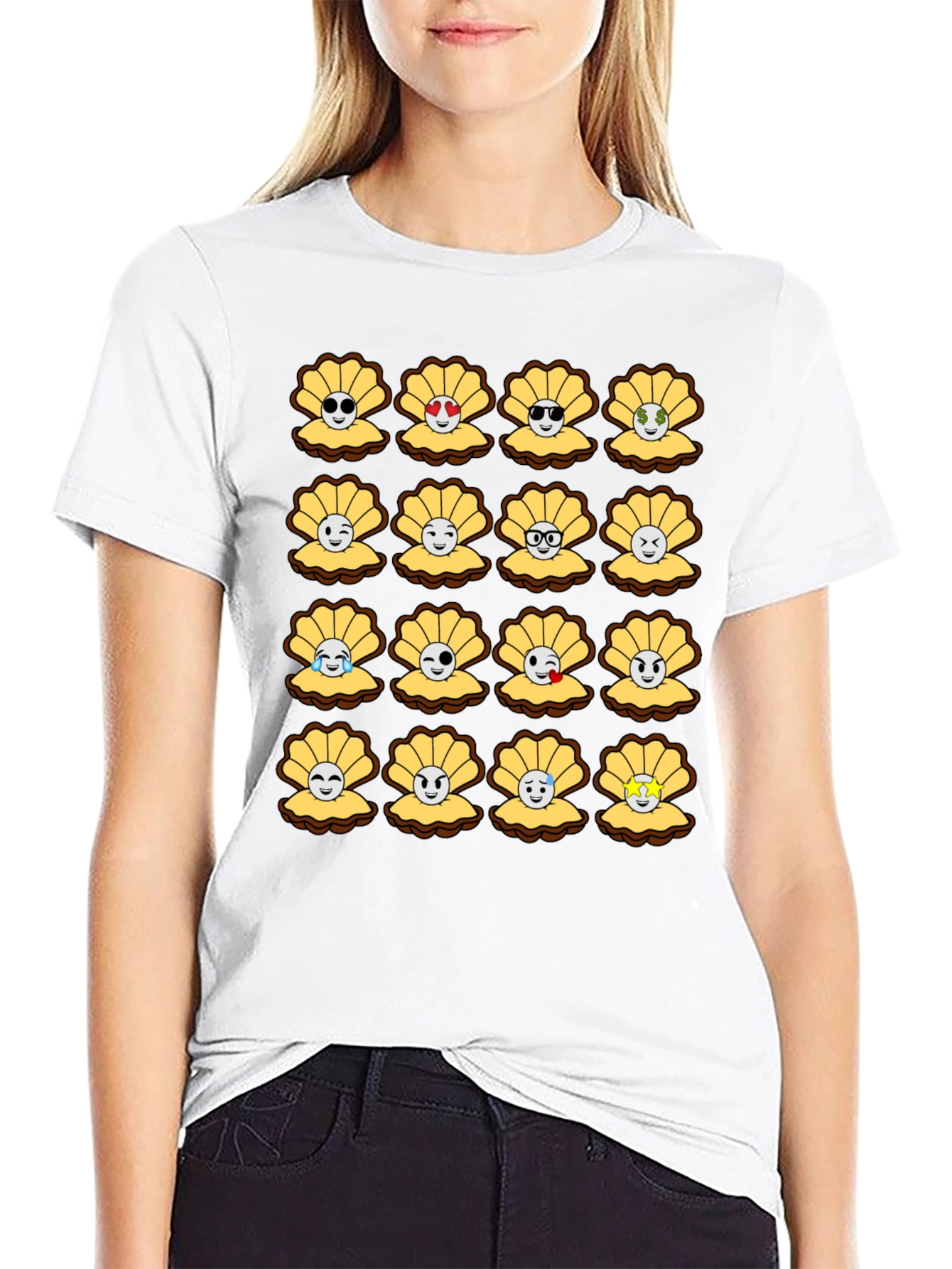 Black Emoji Seashells T-Shirt view 9