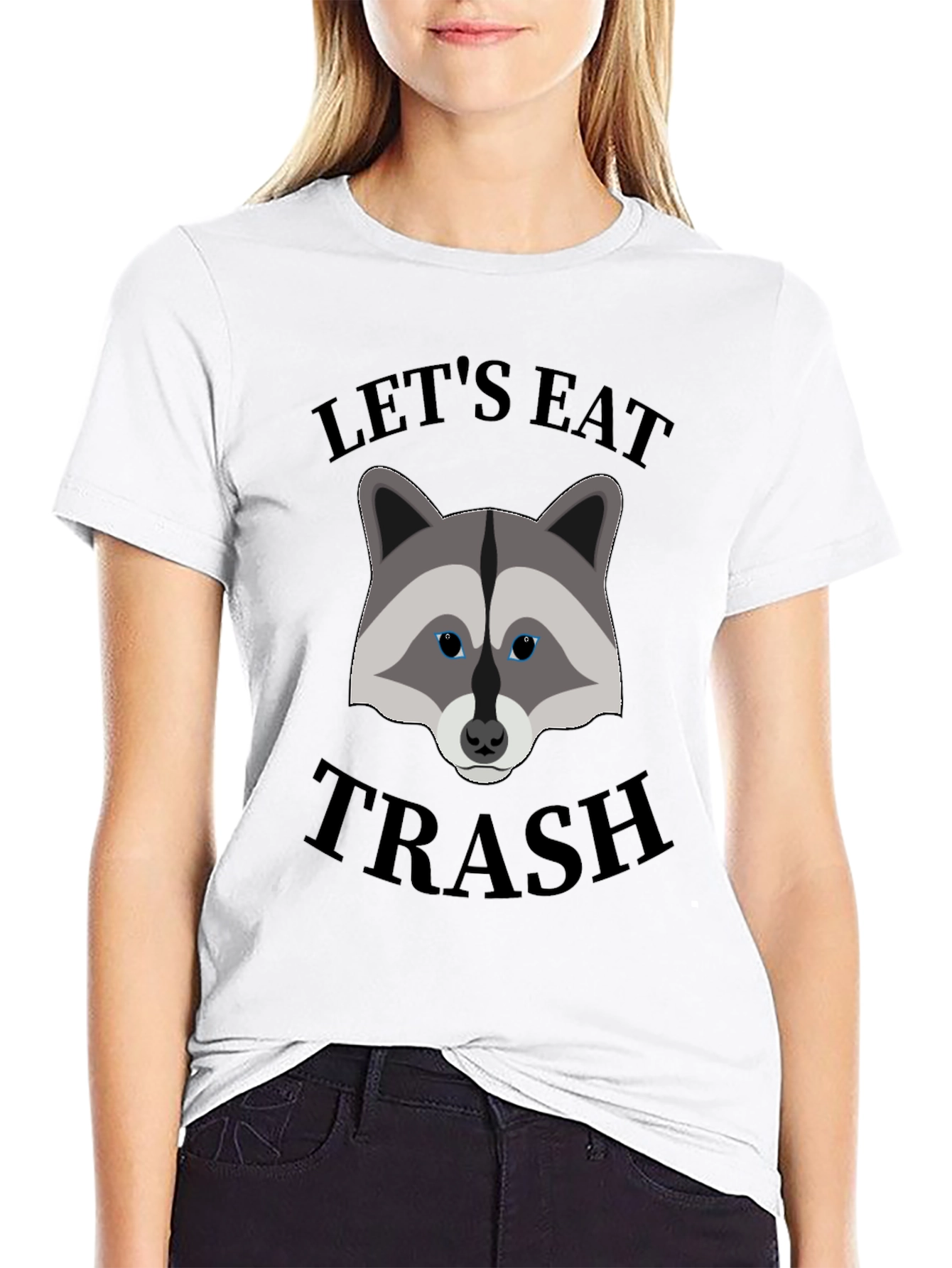 Black Let's Eat Trash Raccoon Graphic T-Shirt view 9